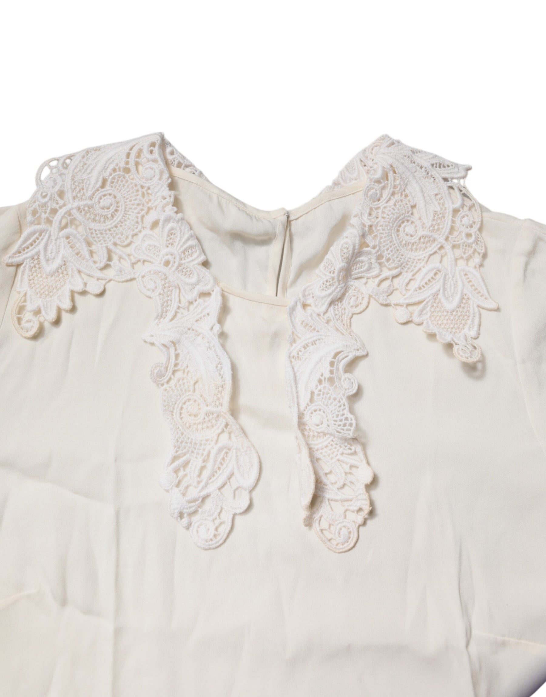 Dolce & Gabbana Cream Floral Lace Long Sleeves Blouse Top | Regal Royce