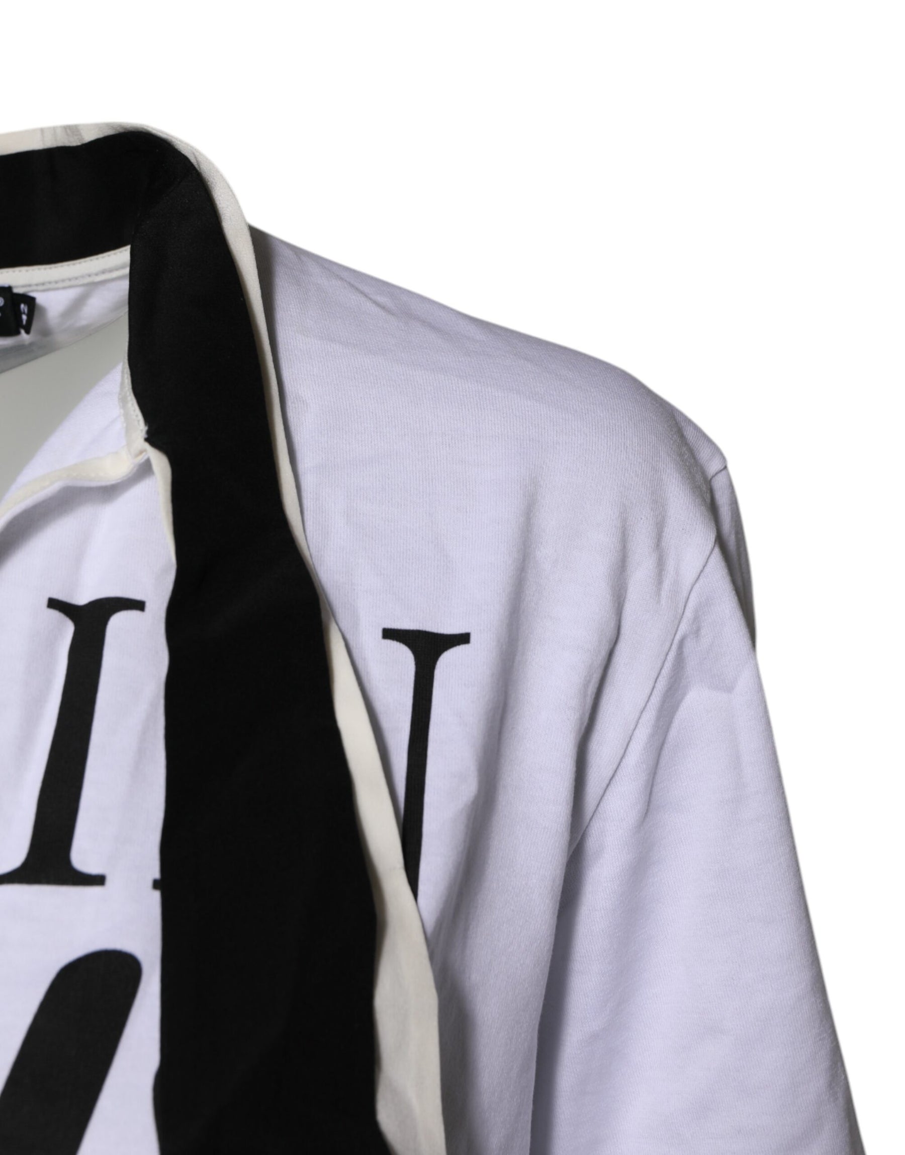 Dolce & Gabbana White Cotton Silk Blend Ascot Collar T-shirt | Regal Royce