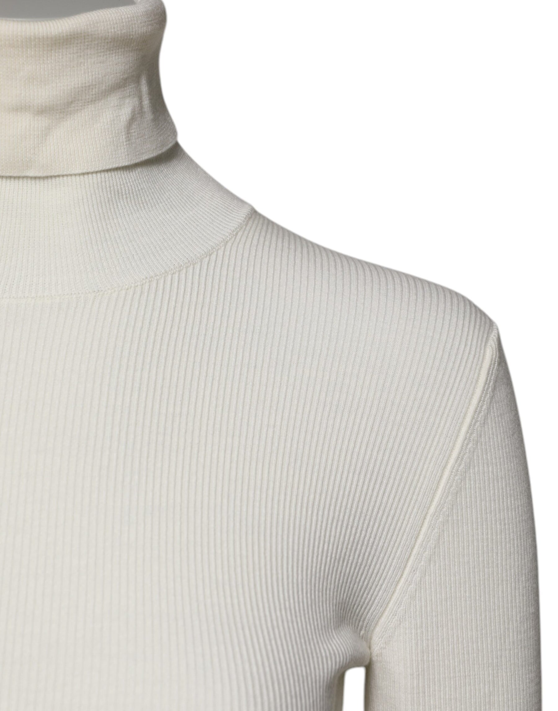 Dolce & Gabbana Cream Long Sleeves Turtleneck Slim Sweater | Regal Royce