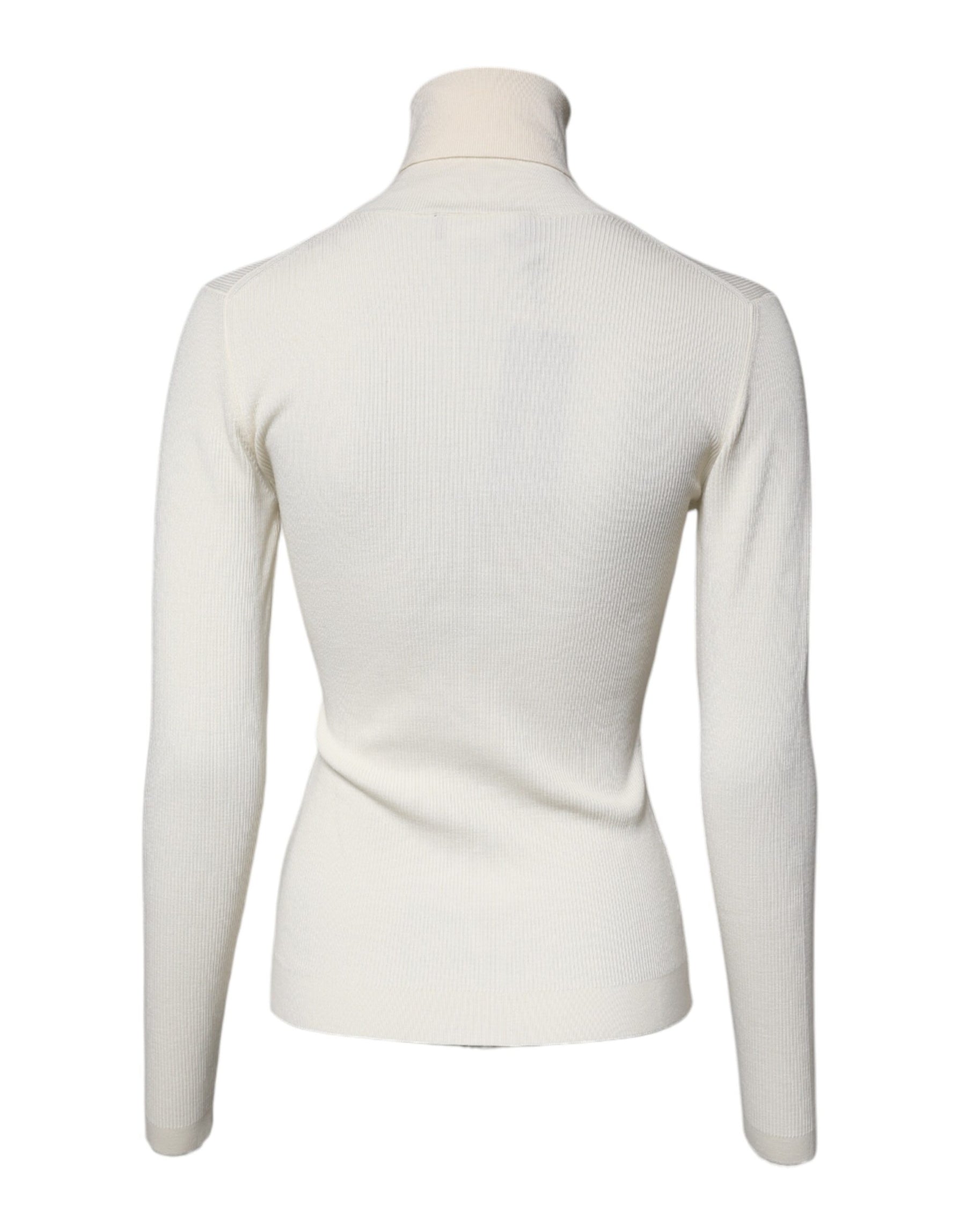 Dolce & Gabbana Cream Long Sleeves Turtleneck Slim Sweater | Regal Royce