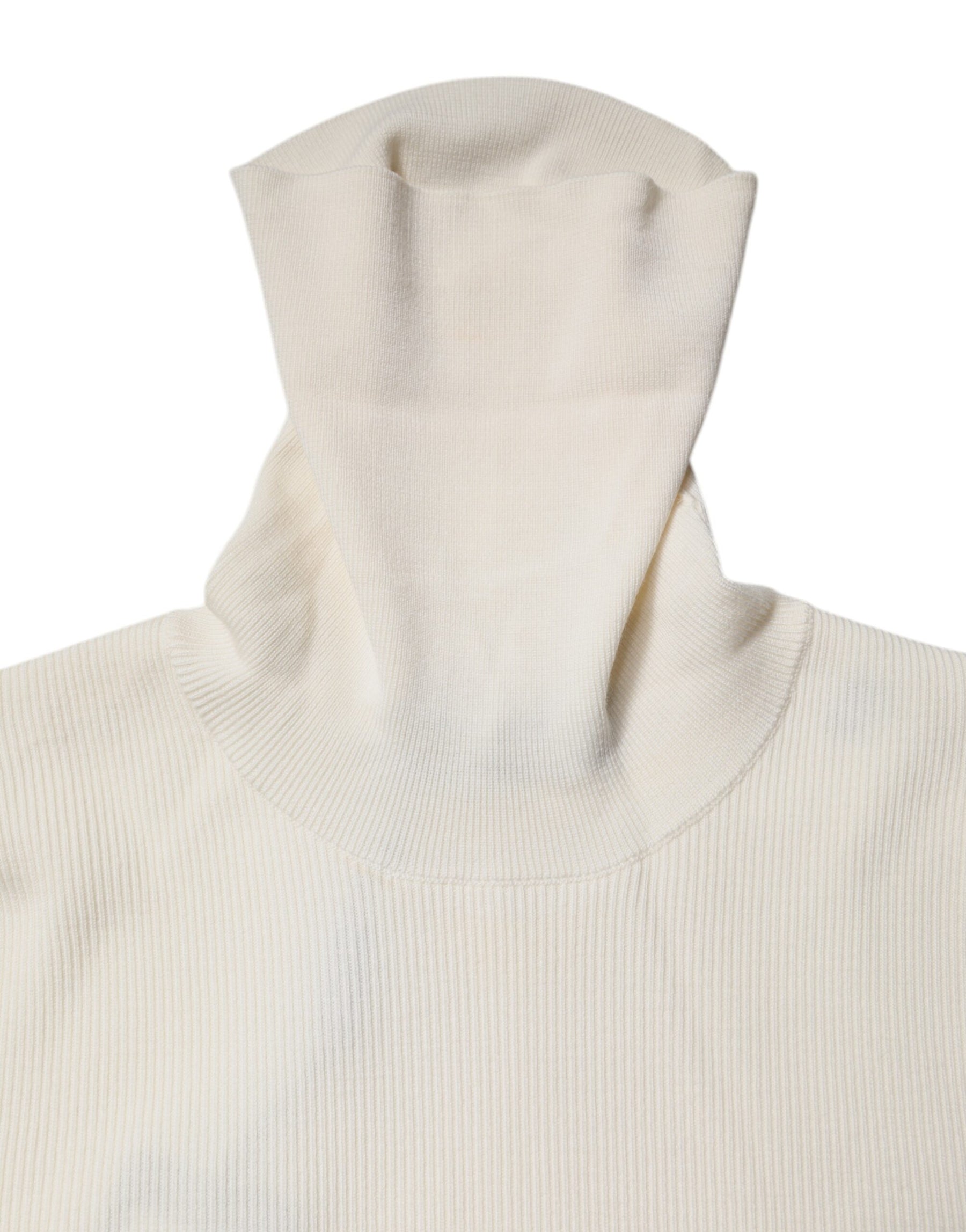 Dolce & Gabbana Cream Long Sleeves Turtleneck Slim Sweater | Regal Royce
