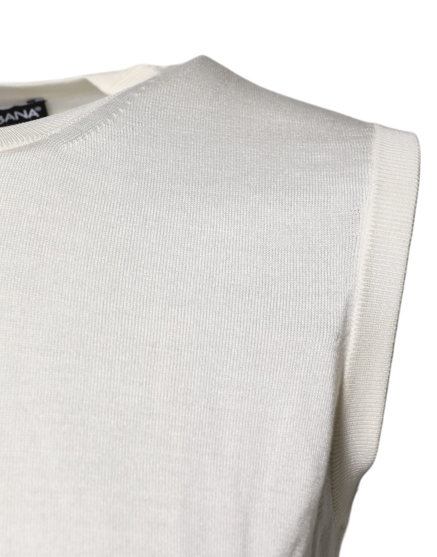 Dolce & Gabbana Cream Sleeveless Silk Round Neck Tank Top | Regal Royce