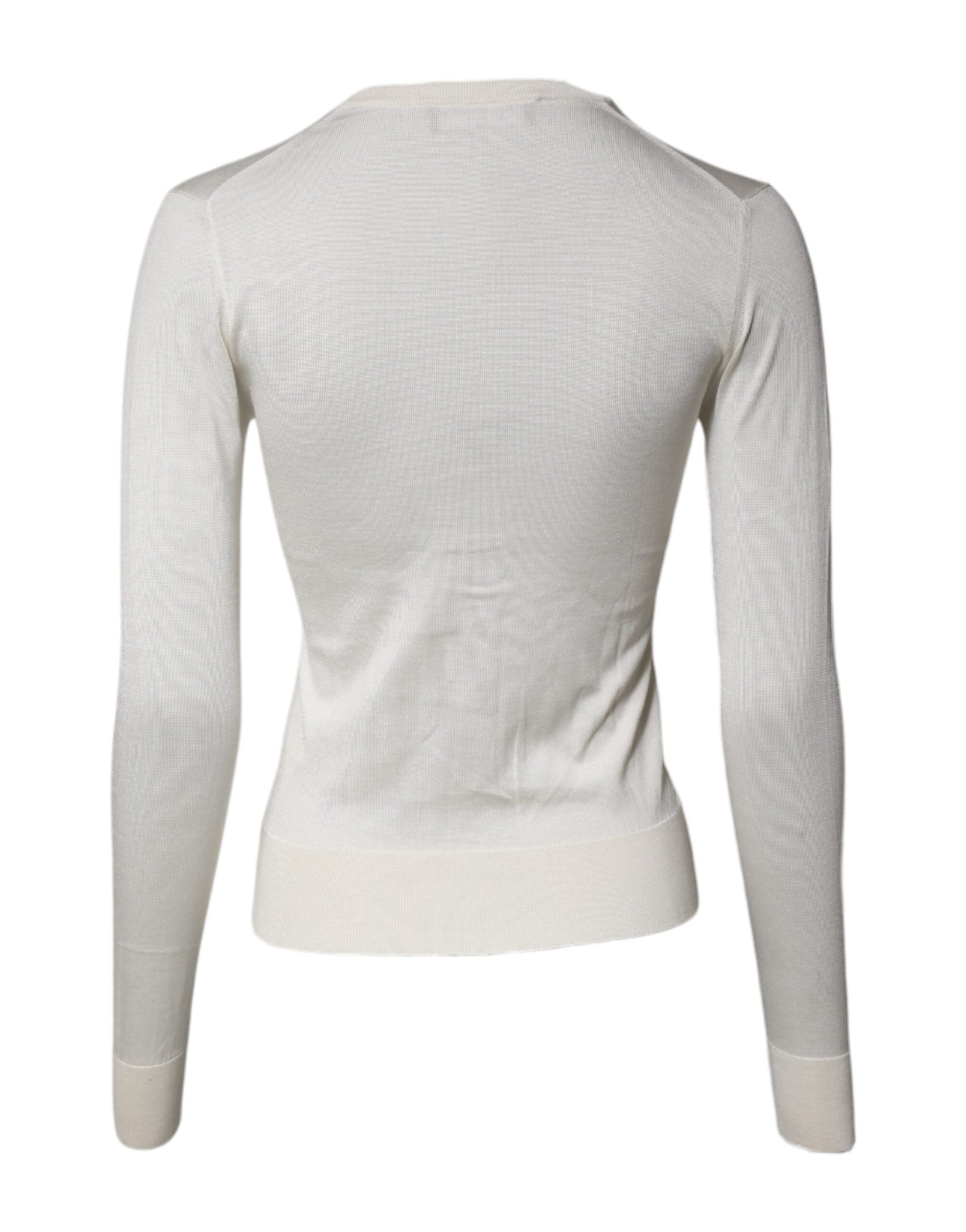 Dolce & Gabbana Cream Floral Silk Embellished Cardigan Sweater | Regal Royce