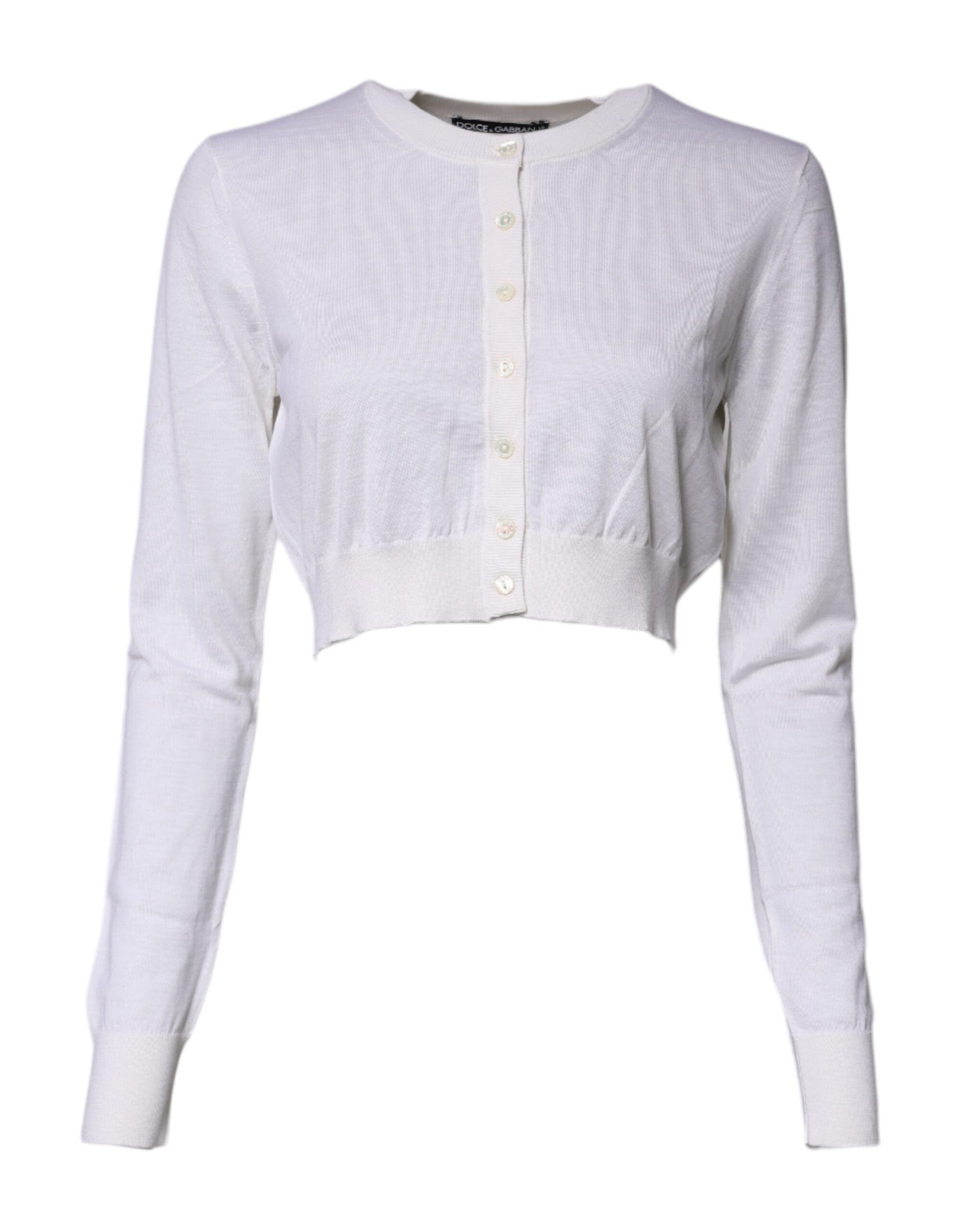 Dolce & Gabbana Cream Cashmere Knit Cropped Cardigan Sweater | Regal Royce