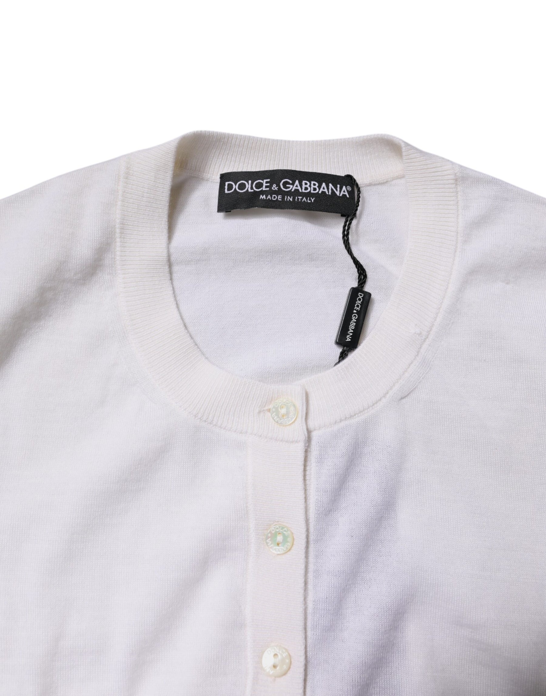 Dolce & Gabbana Cream Cashmere Knit Cropped Cardigan Sweater | Regal Royce