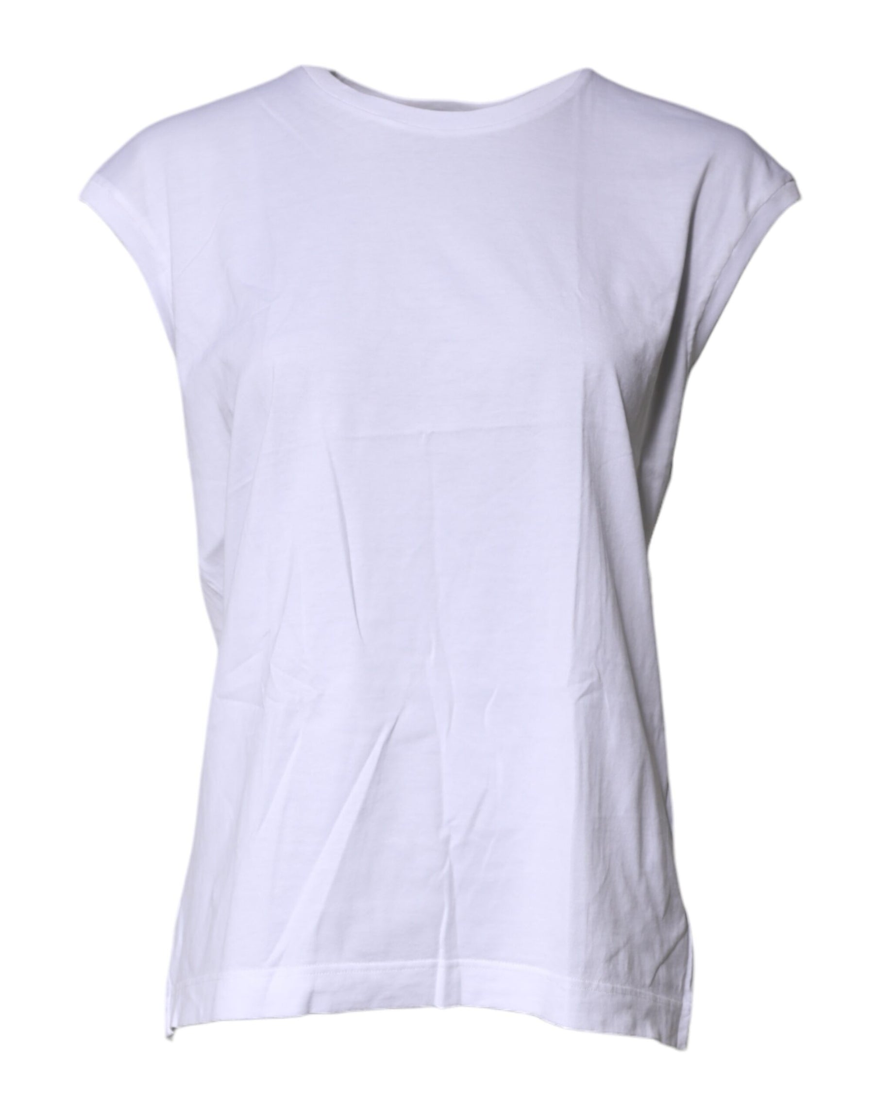 Dolce & Gabbana White Cotton Sleeveless Round Neck Tank Top | Regal Royce