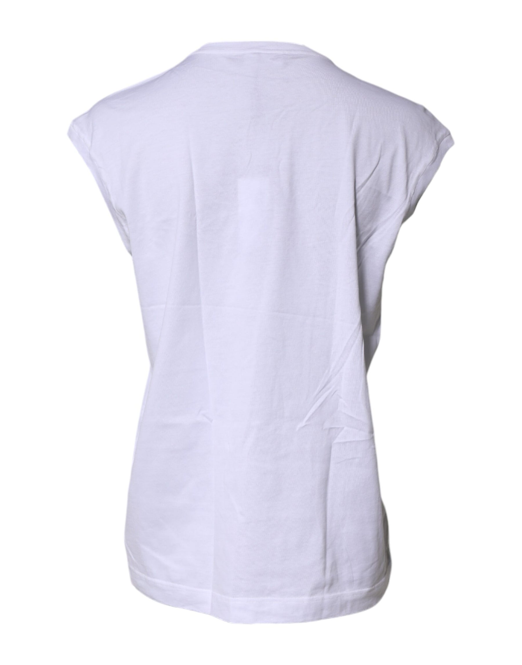 Dolce & Gabbana White Cotton Sleeveless Round Neck Tank Top | Regal Royce