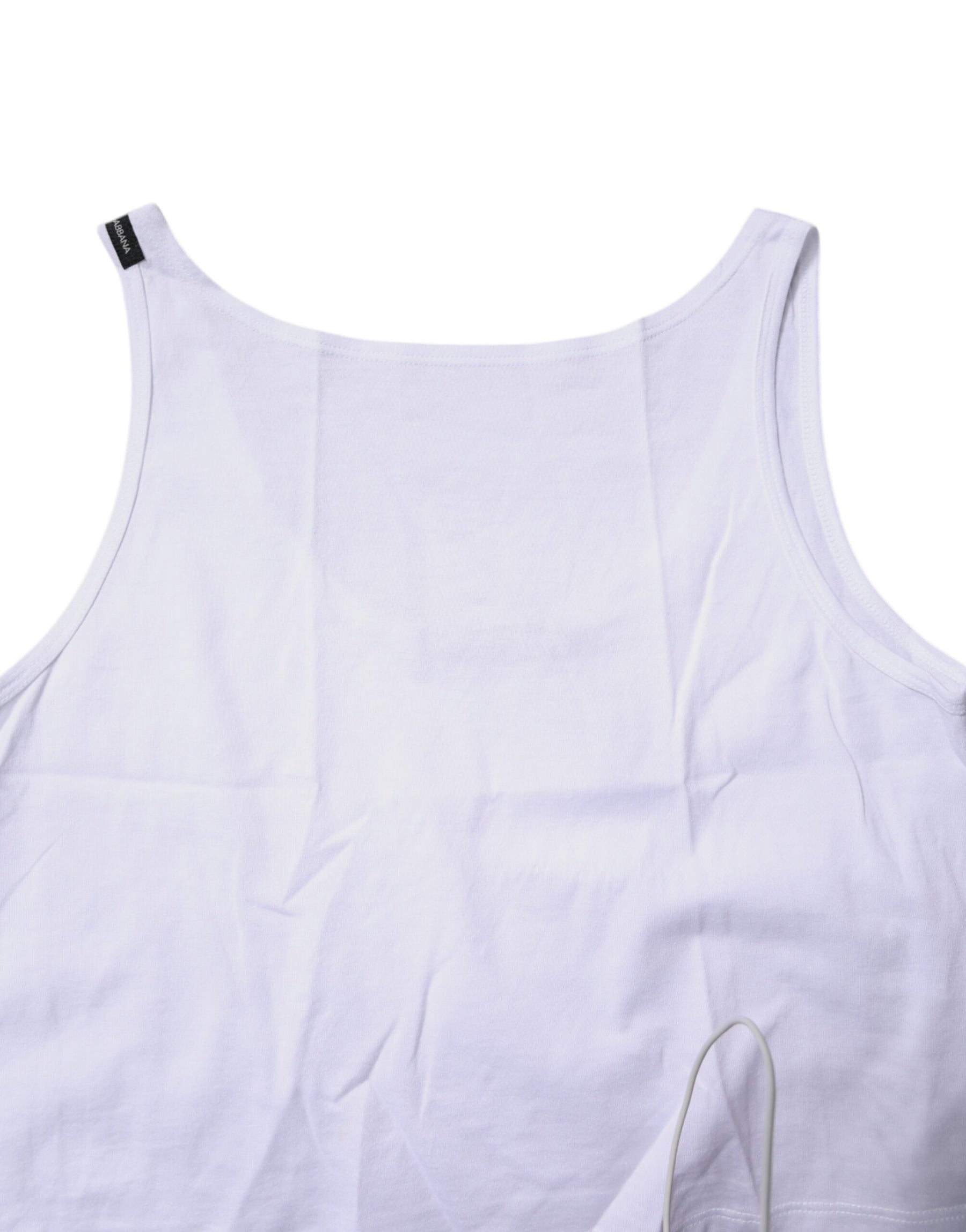 Dolce & Gabbana White Cotton Sleeveless Round Neck Tank Top | Regal Royce