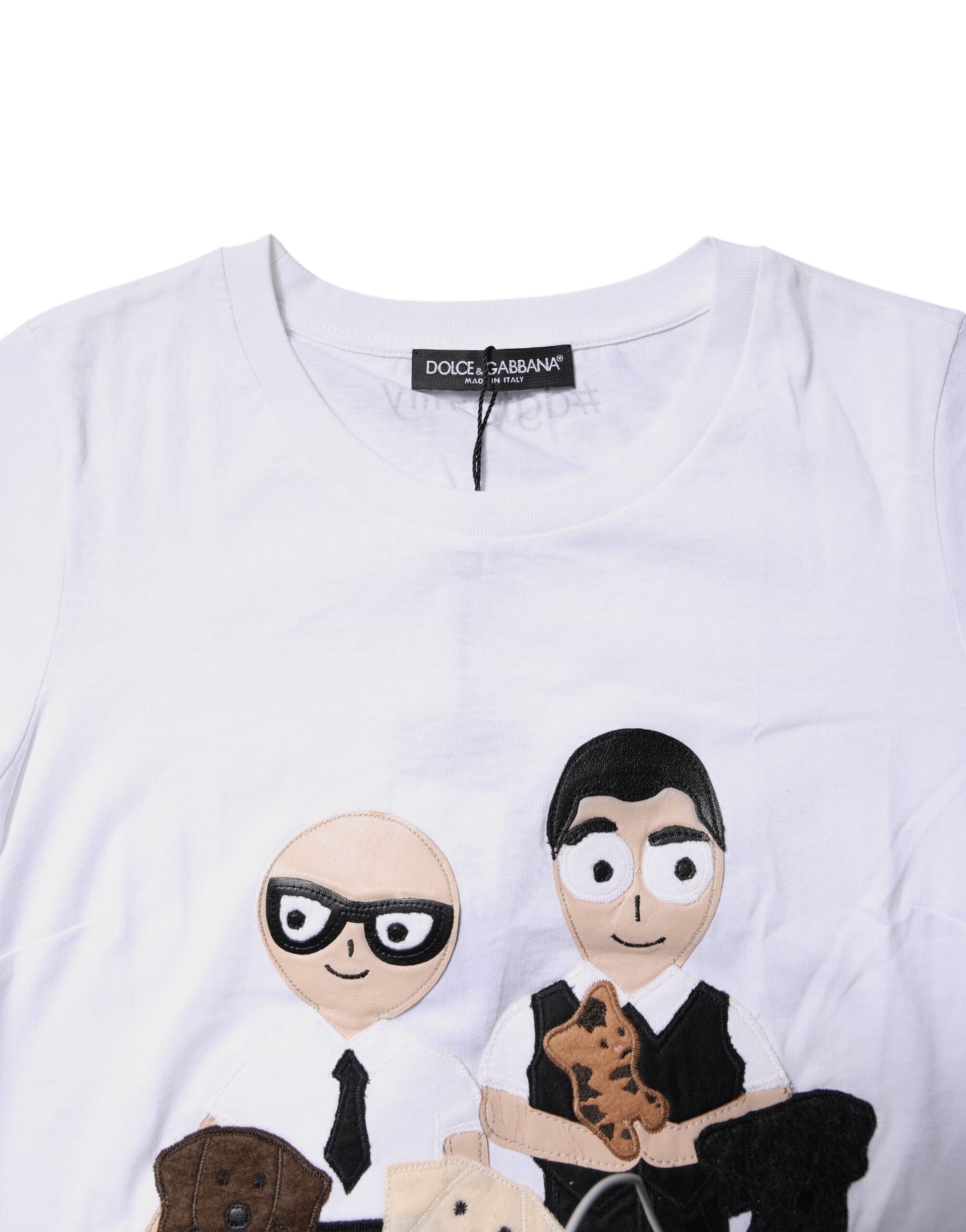 Dolce & Gabbana White Cotton #DGFAMILY Embroidery T-shirt | Regal Royce
