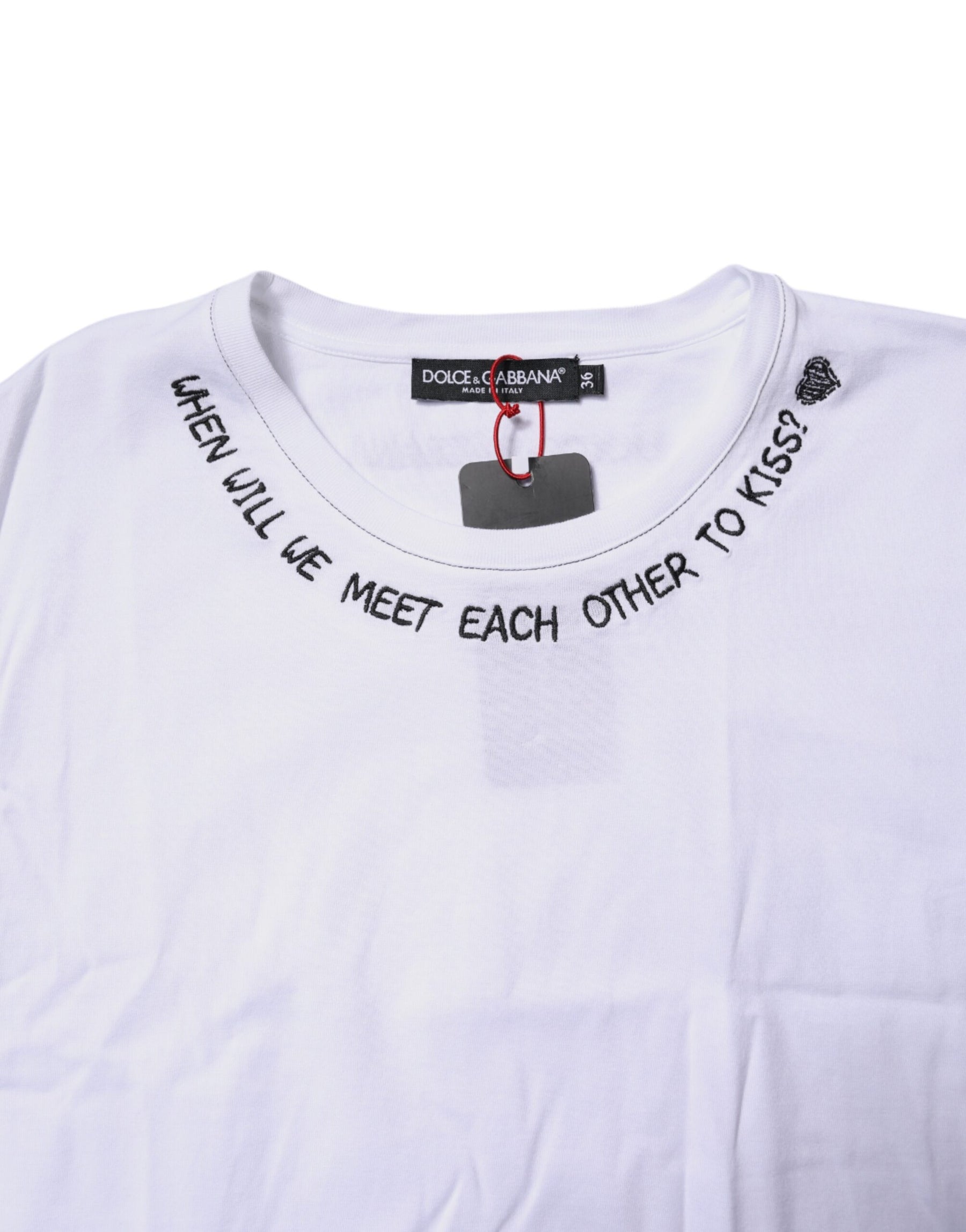 Dolce & Gabbana White Cotton Sleeveless Printed Tank T-shirt | Regal Royce