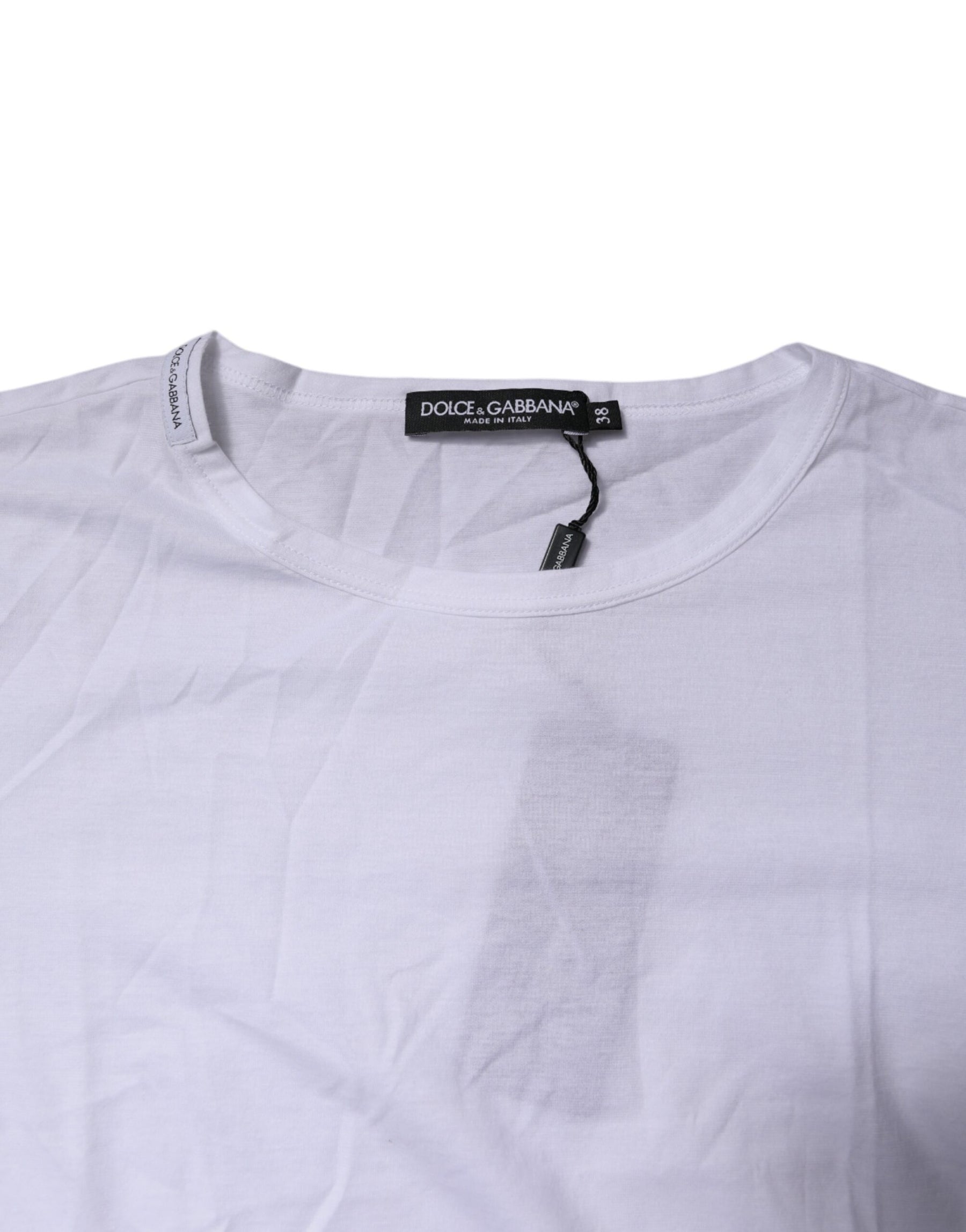 Dolce & Gabbana White Short Sleeves Round Neck Top T-shirt | Regal Royce