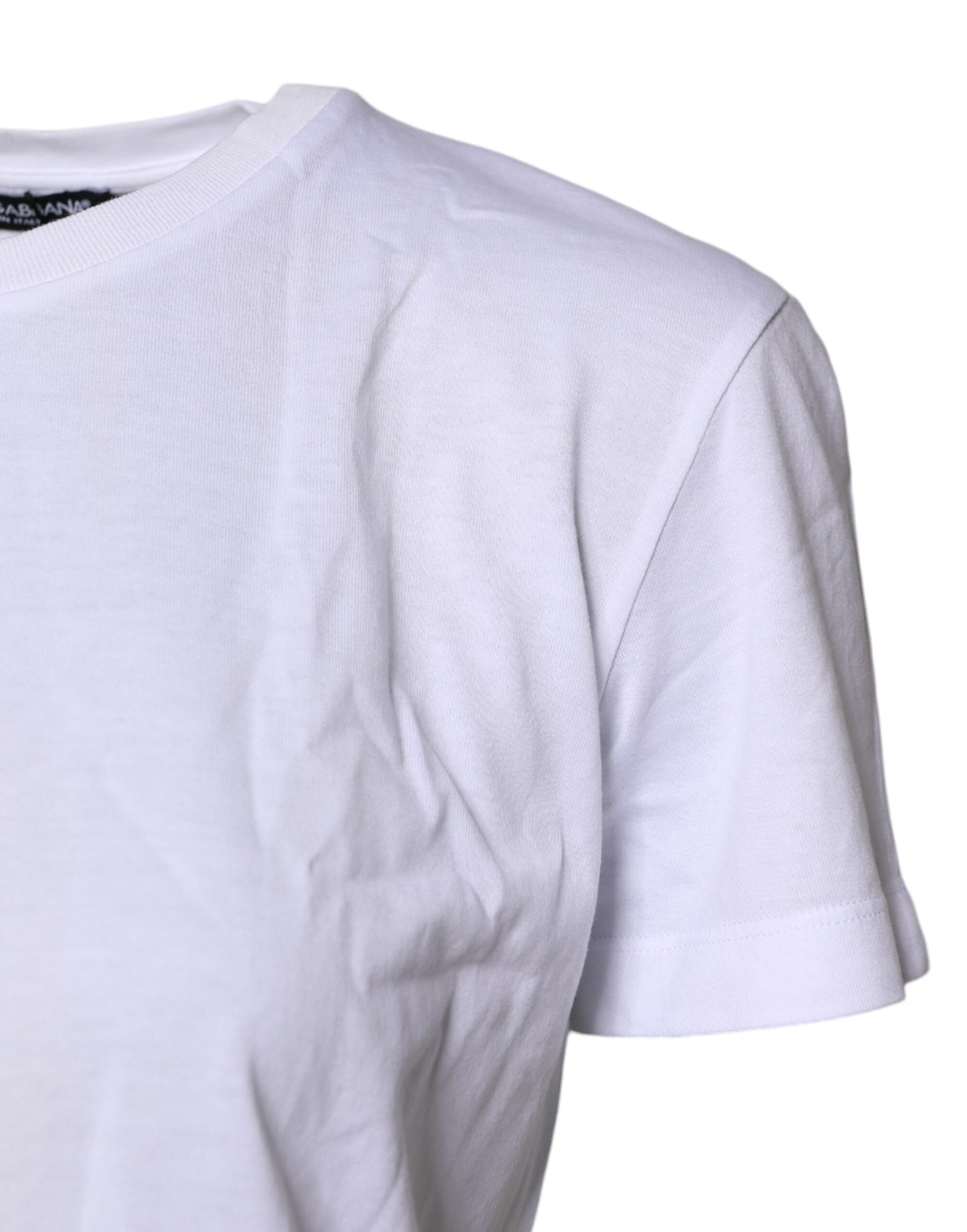 Dolce & Gabbana White Short Sleeves Round Neck Top T-shirt | Regal Royce