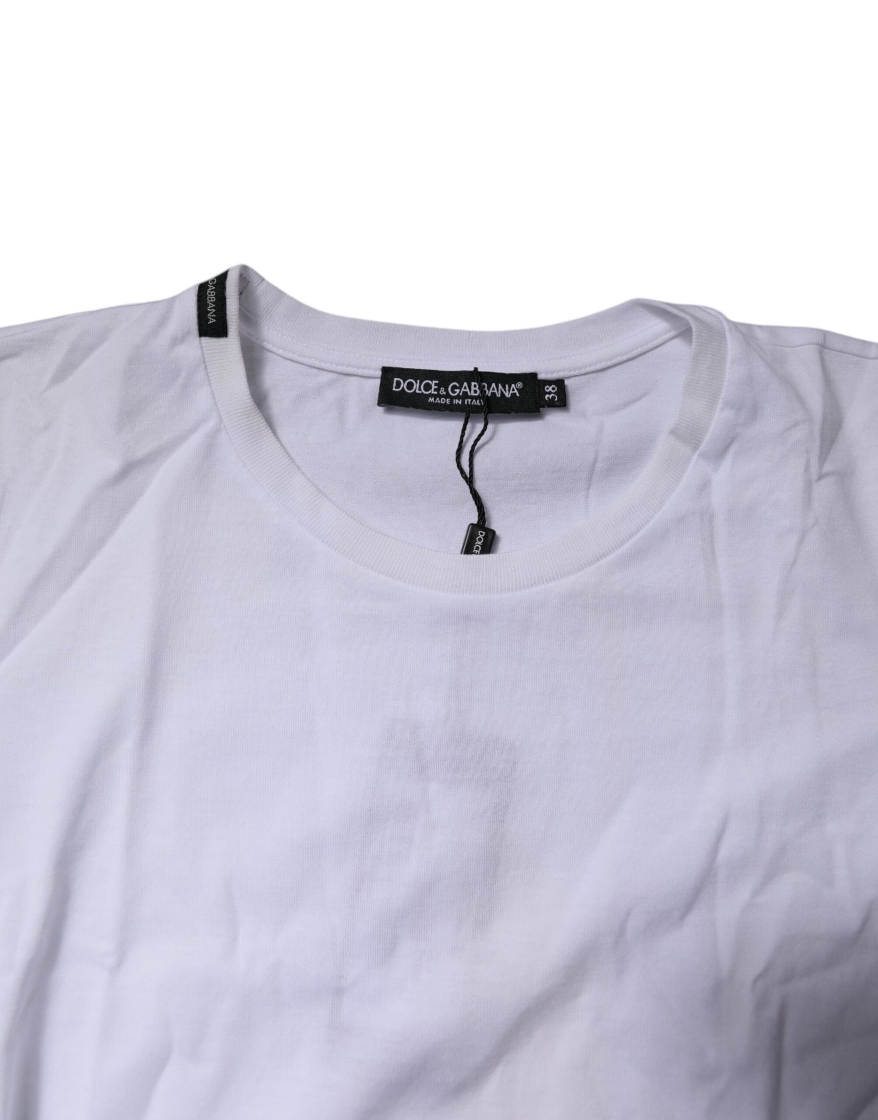 Dolce & Gabbana White Short Sleeves Round Neck Top T-shirt | Regal Royce