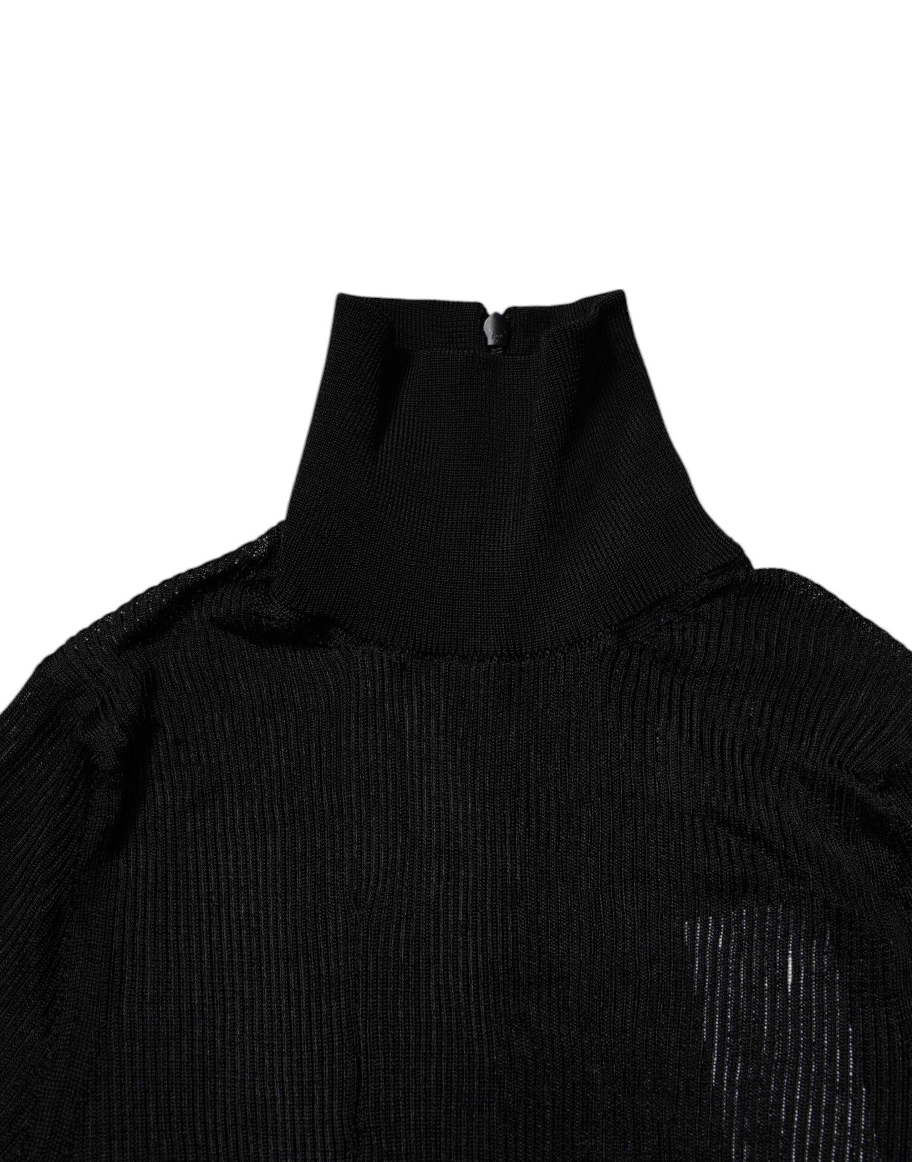 Dolce & Gabbana Black Knit Long Sleeves Turtleneck Slim Top | Regal Royce