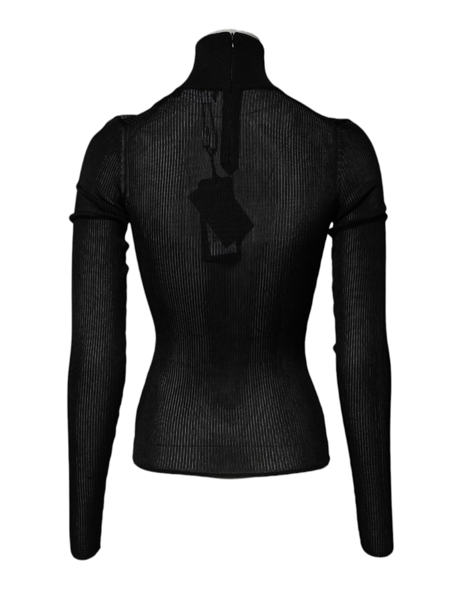 Dolce & Gabbana Black Knit Long Sleeves Turtleneck Slim Top | Regal Royce