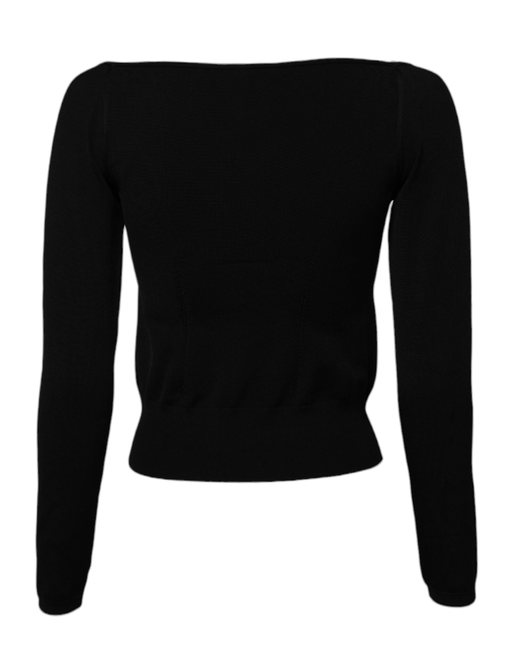 Dolce & Gabbana Black Square Neckline Long Sleeves Sweater | Regal Royce