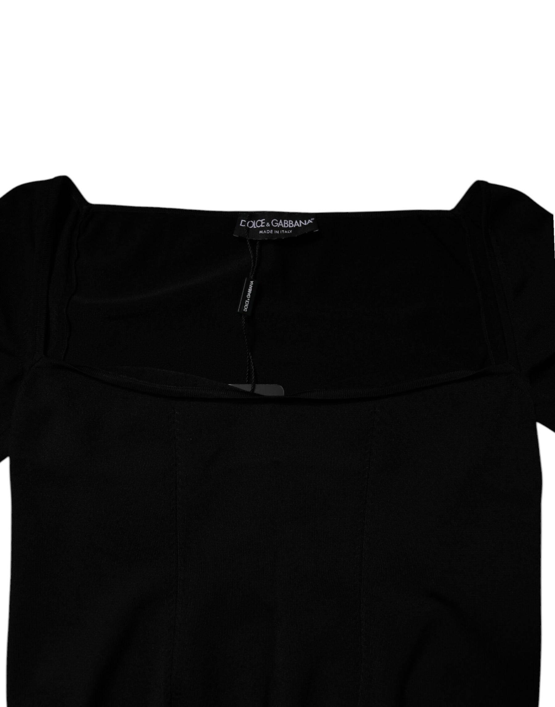Dolce & Gabbana Black Square Neckline Long Sleeves Sweater | Regal Royce
