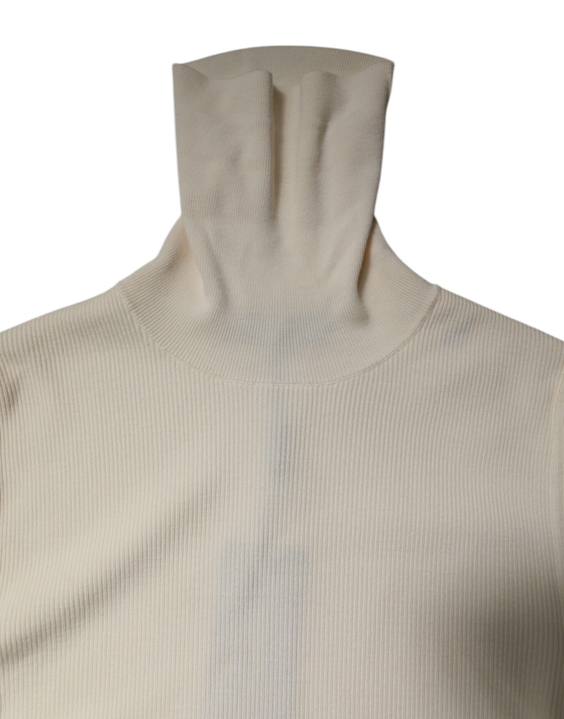 Dolce & Gabbana Cream Long Sleeves Turtleneck Slim Sweater | Regal Royce