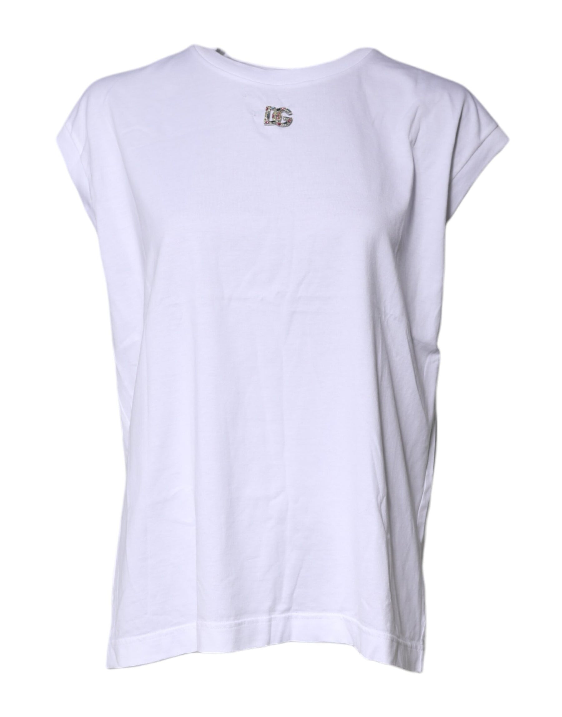 Dolce & Gabbana White Cotton Sleeveless Round Neck Tank Top | Regal Royce