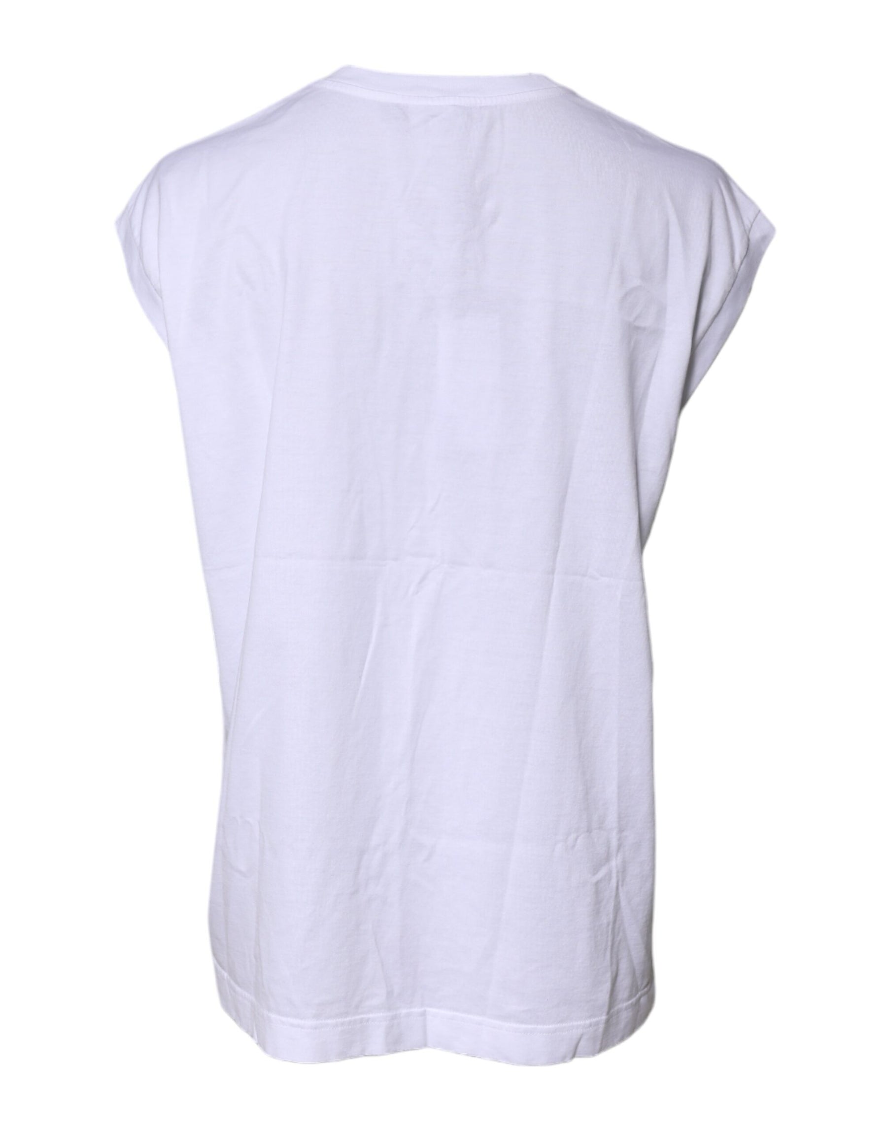 Dolce & Gabbana White Cotton Sleeveless Round Neck Tank Top | Regal Royce