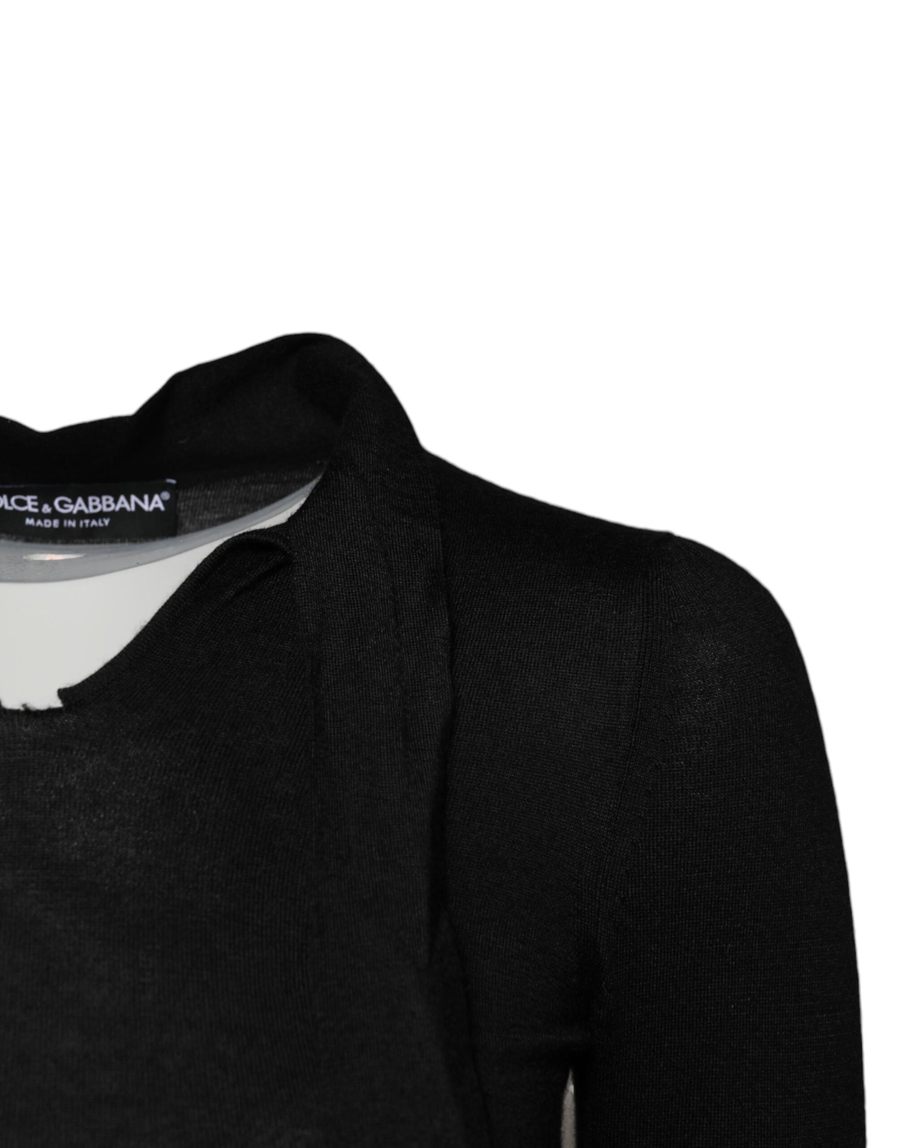 Dolce & Gabbana Black Cashmere Ascot Collar Long Sleeve Top | Regal Royce