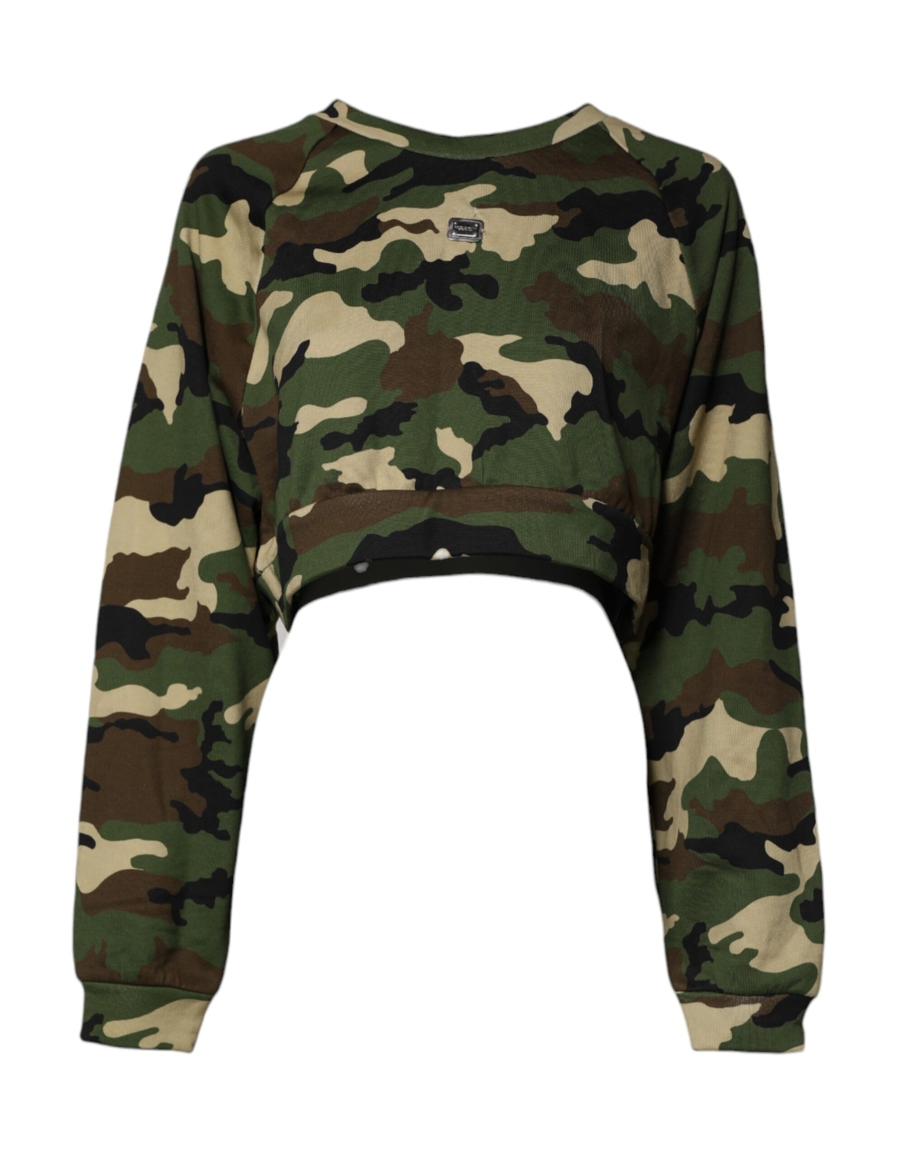 Dolce & Gabbana Multicolor Camou Cropped Sweatshirt Sweater | Regal Royce