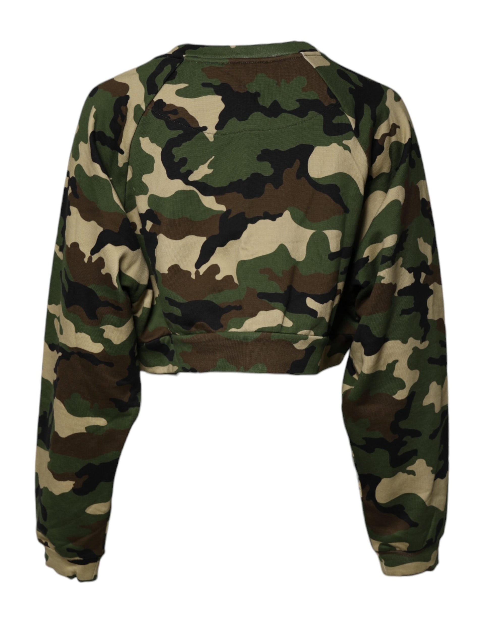 Dolce & Gabbana Multicolor Camou Cropped Sweatshirt Sweater
