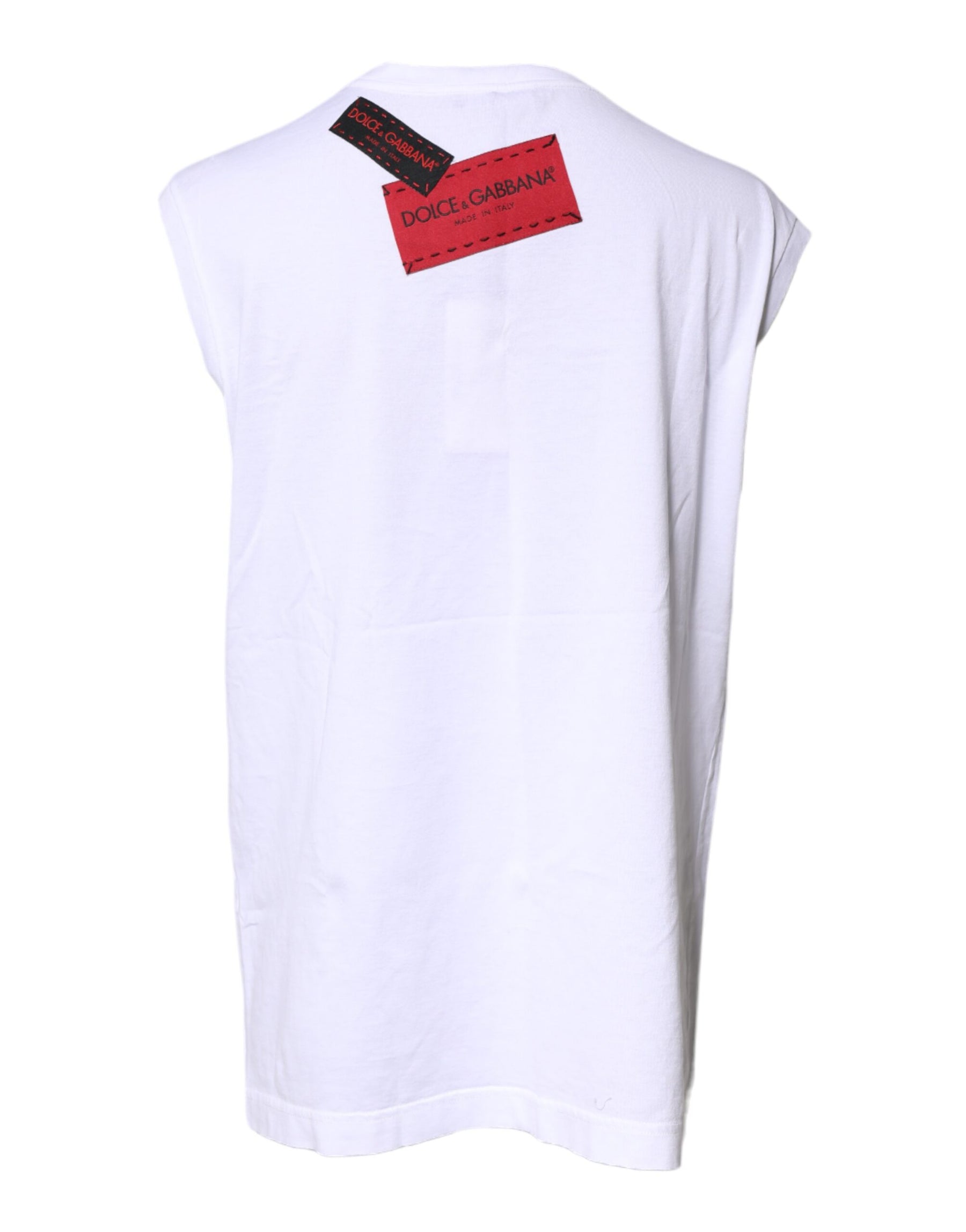 Dolce & Gabbana White Floral Graphic Print Sleeveless Tank Top | Regal Royce