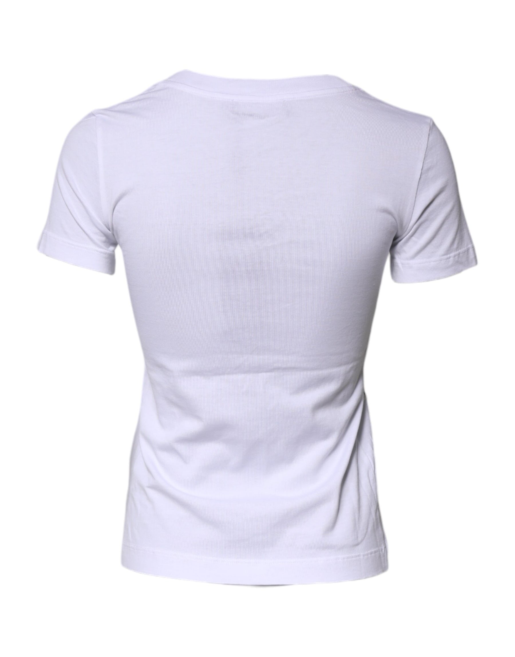 Dolce & Gabbana White Floral Print Cotton Crew Neck T-shirt | Regal Royce