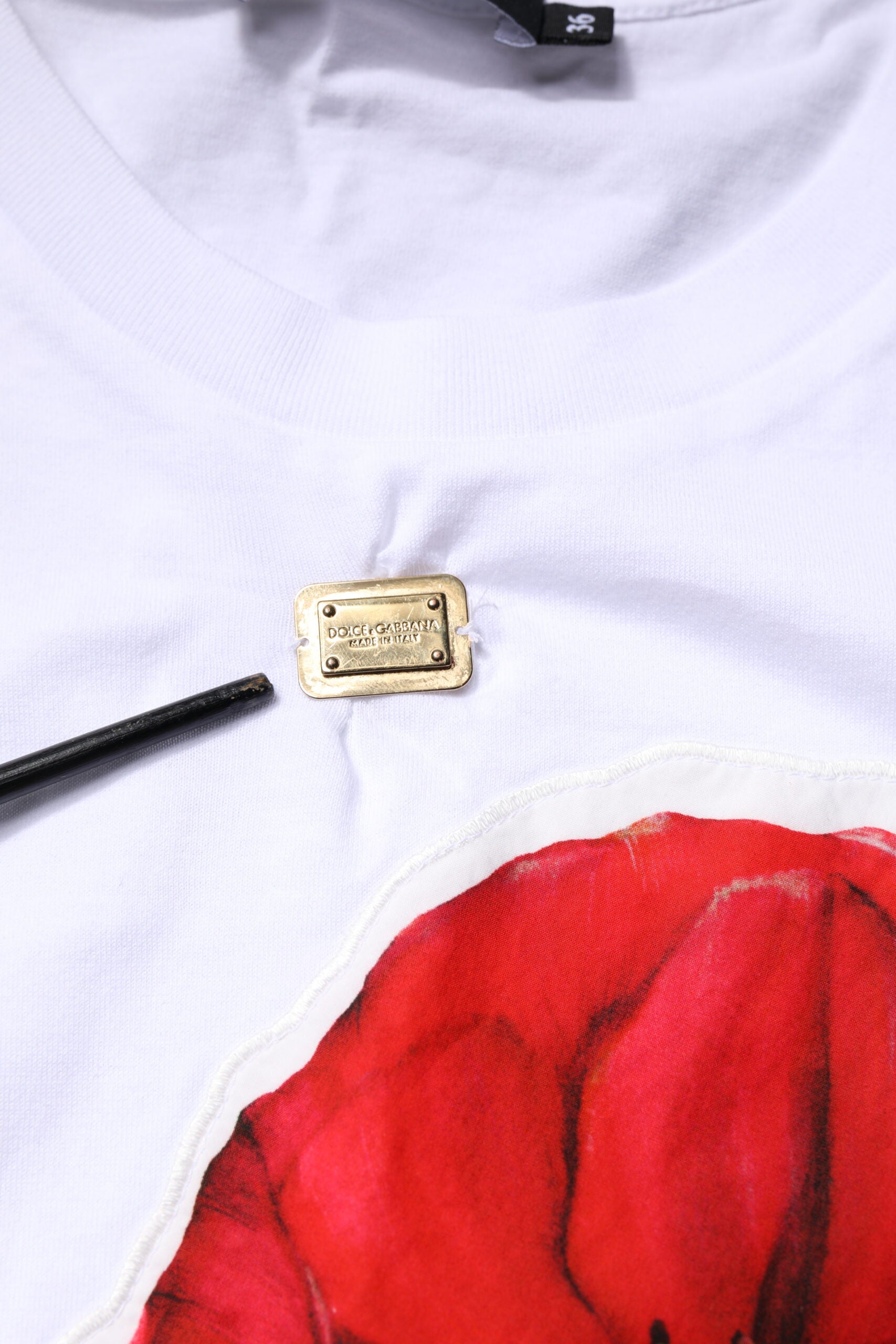 Dolce & Gabbana White Floral Print Cotton Crew Neck T-shirt | Regal Royce