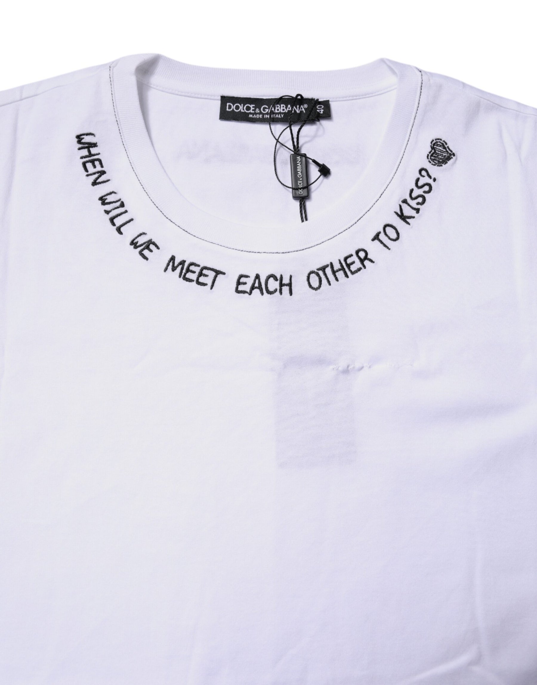 Dolce & Gabbana White Cotton Sleeveless Printed Tank T-shirt | Regal Royce