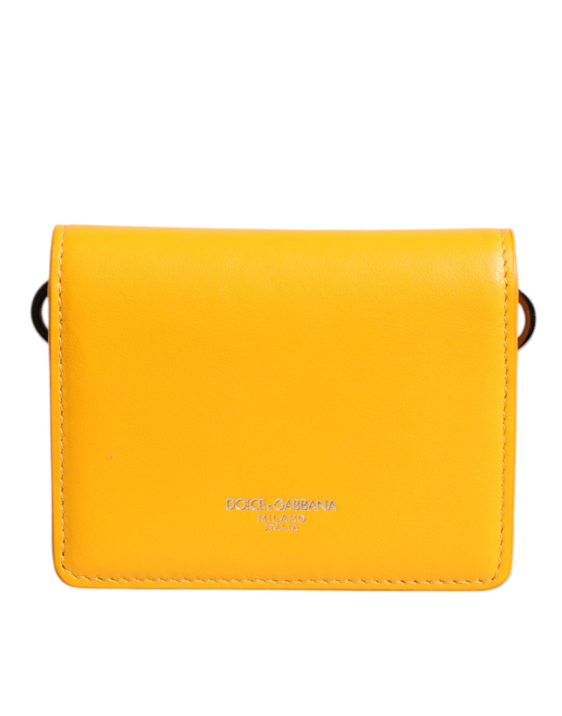 Dolce & Gabbana Yellow Leather Bifold Card Holder Crossbody Bag | Regal Royce