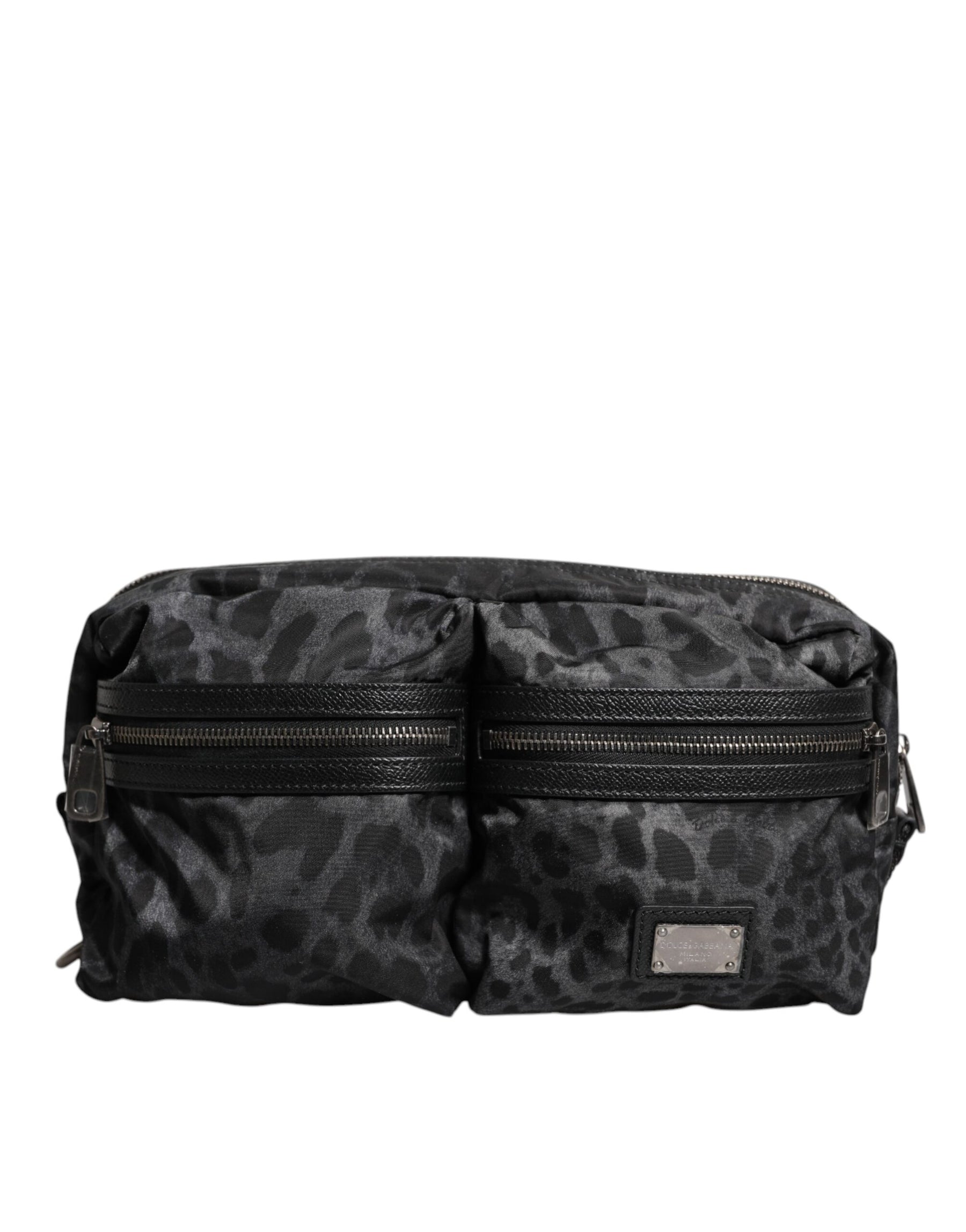 Dolce & Gabbana Black Gray Leopard DG Logo Belt Waist Fanny Pack Bag | Regal Royce