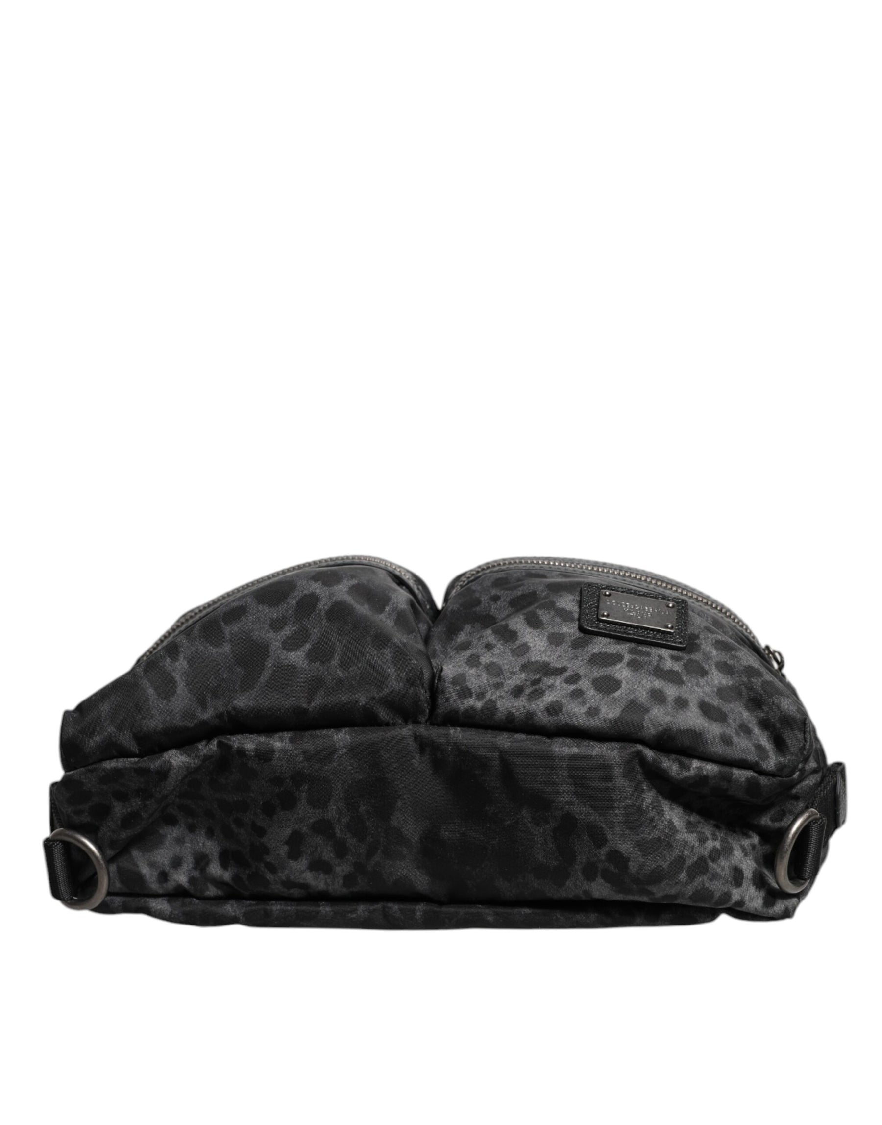 Dolce & Gabbana Black Gray Leopard DG Logo Belt Waist Fanny Pack Bag | Regal Royce