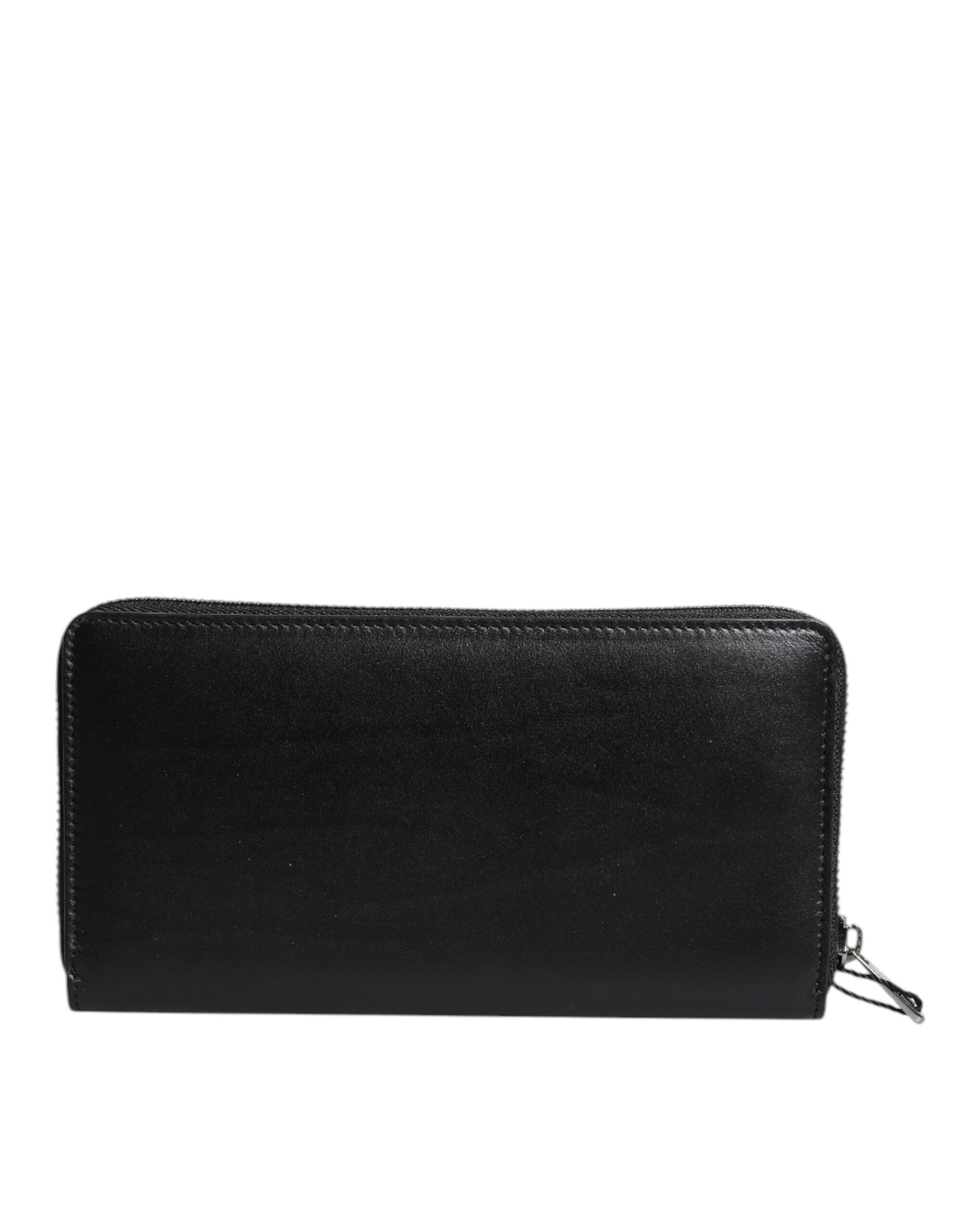 Dolce & Gabbana Black Leather Logo Plaque Zip Around Continental Wallet | Regal Royce
