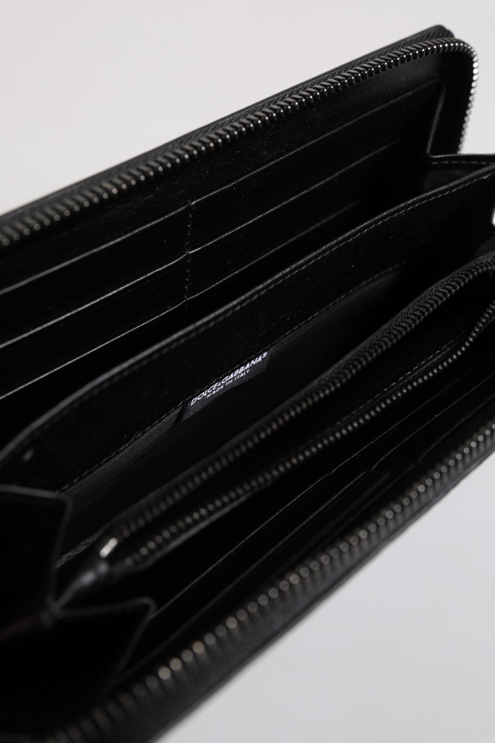 Dolce & Gabbana Black Leather Logo Plaque Zip Around Continental Wallet | Regal Royce