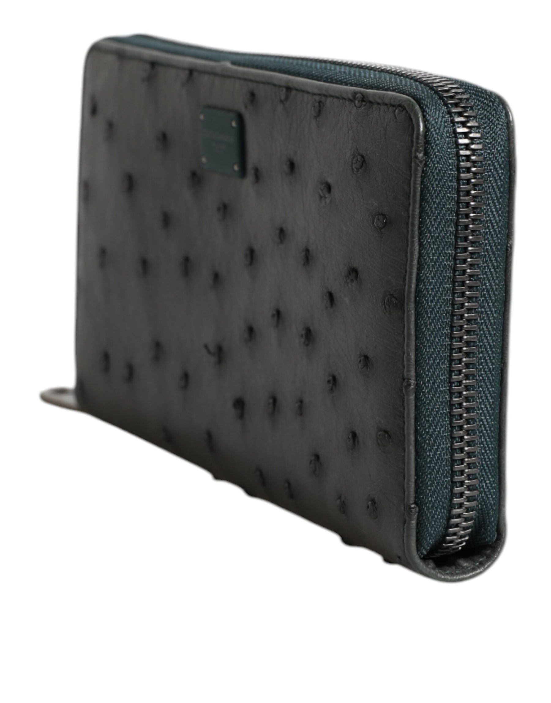 Dolce & Gabbana Green Ostrich Logo Plaque Zip Around Continental Wallet | Regal Royce