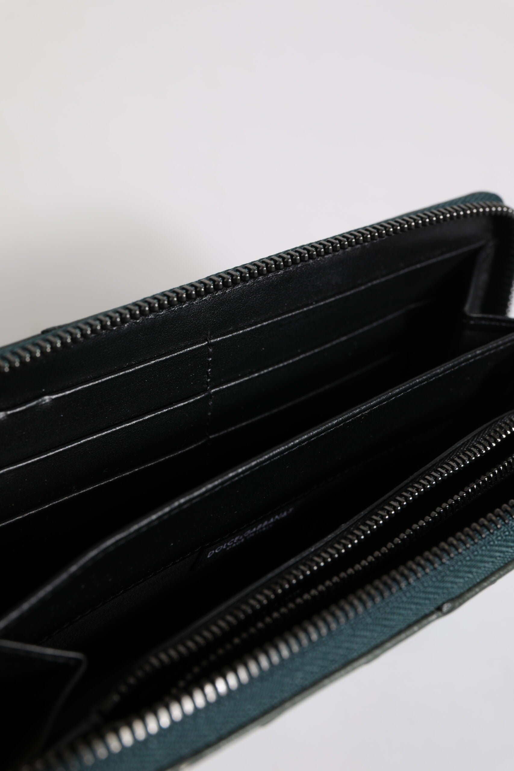 Dolce & Gabbana Green Ostrich Logo Plaque Zip Around Continental Wallet | Regal Royce