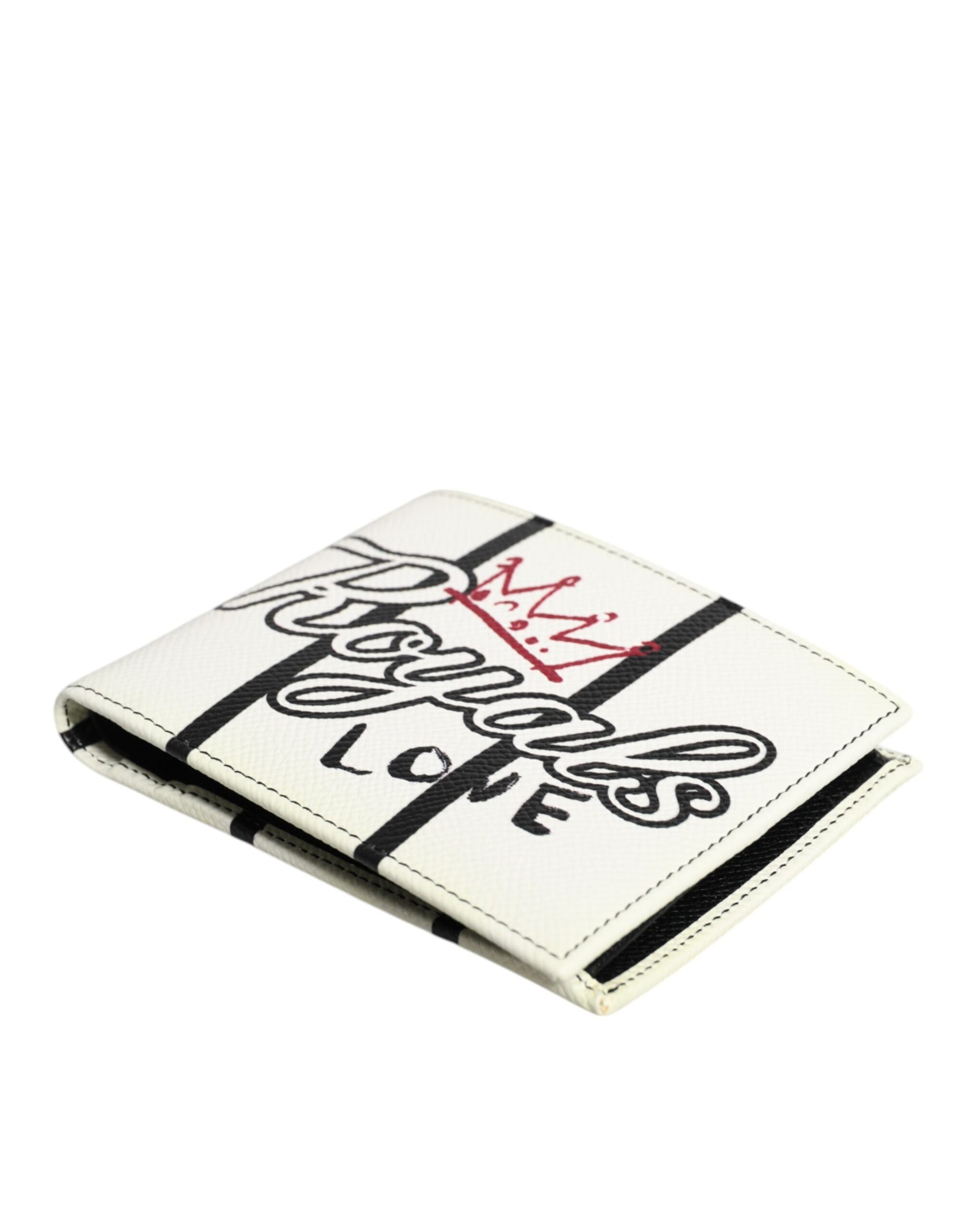 Dolce & Gabbana White Leather DG Crown Royals Bifold Card Holder Wallet | Regal Royce