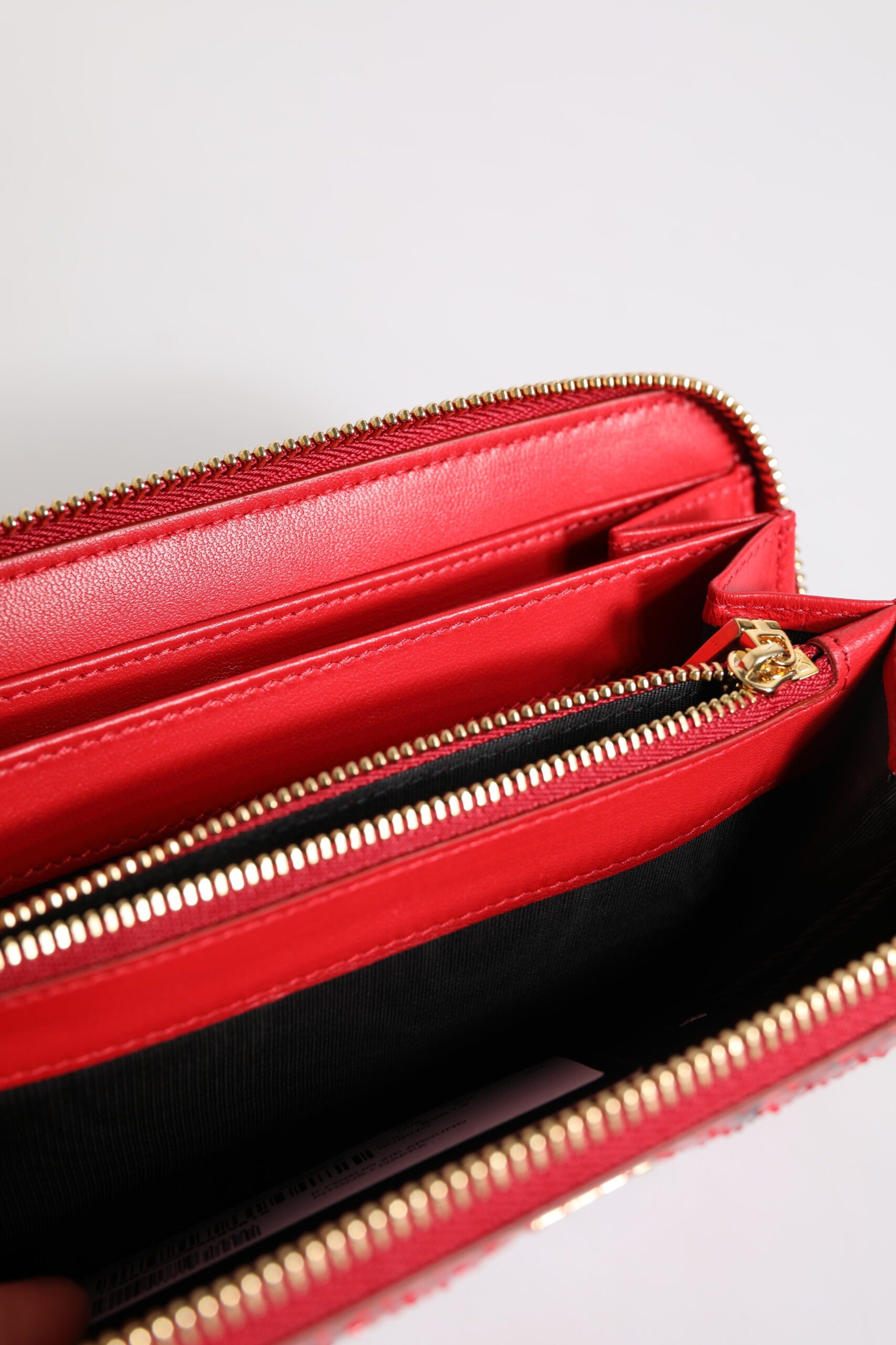 Dolce & Gabbana Red Exotic Leather Zip Around Continental Clutch Wallet