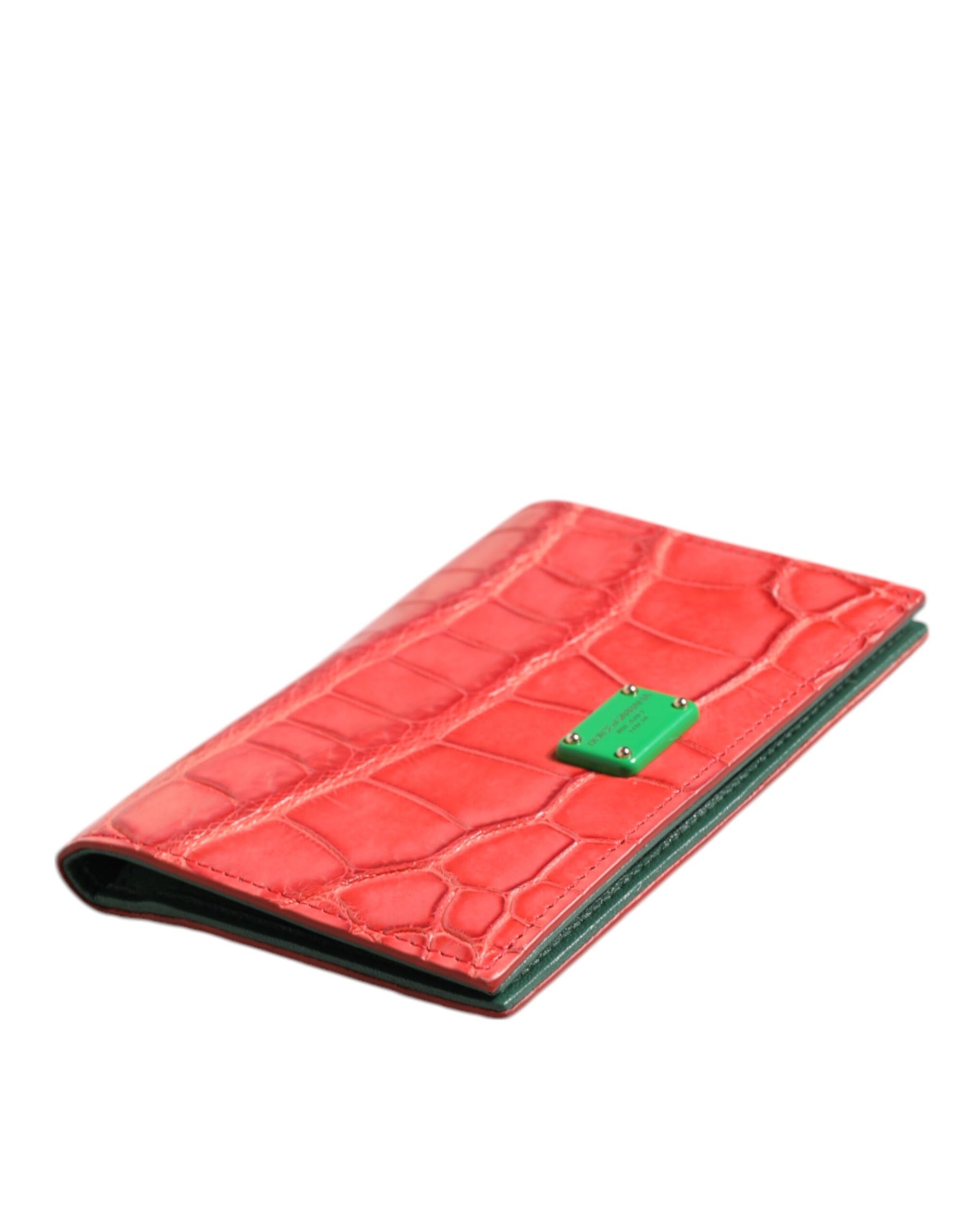 Dolce & Gabbana Red Exotic Leather Logo Plaque Card Holder Wallet | Regal Royce