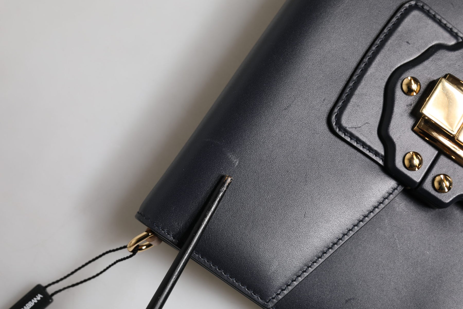 Dolce & Gabbana Black Leather Logo Gold Crossbody Purse Bag | Regal Royce