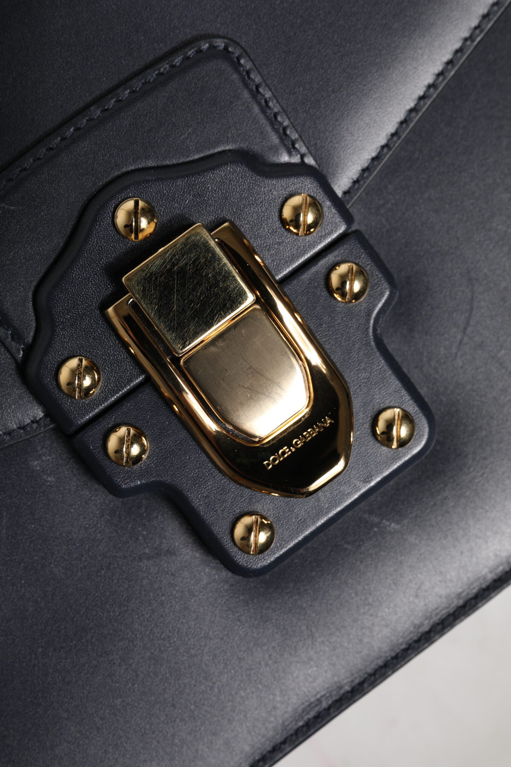 Dolce & Gabbana Black Leather Logo Gold Crossbody Purse Bag | Regal Royce