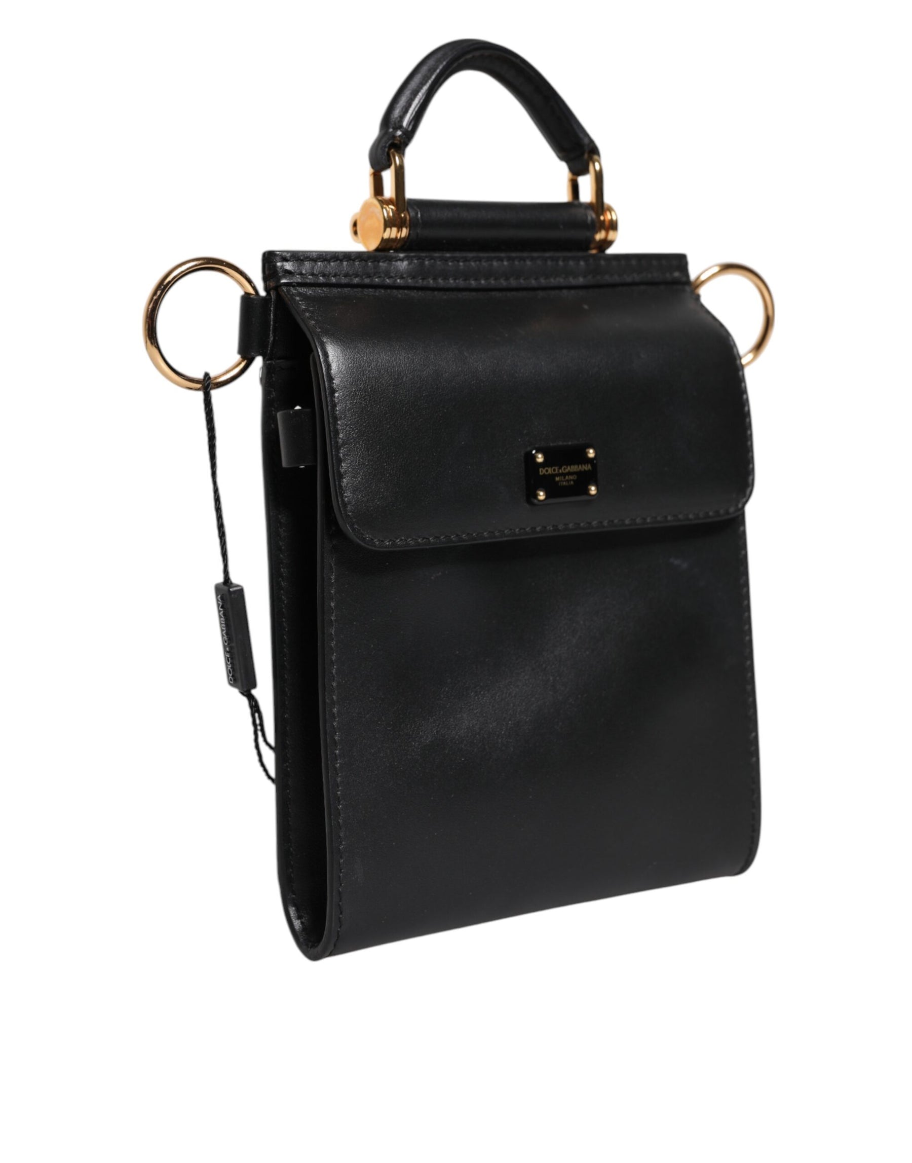 Dolce & Gabbana Black Calfskin Leather Logo Plaque Mini Bag | Regal Royce