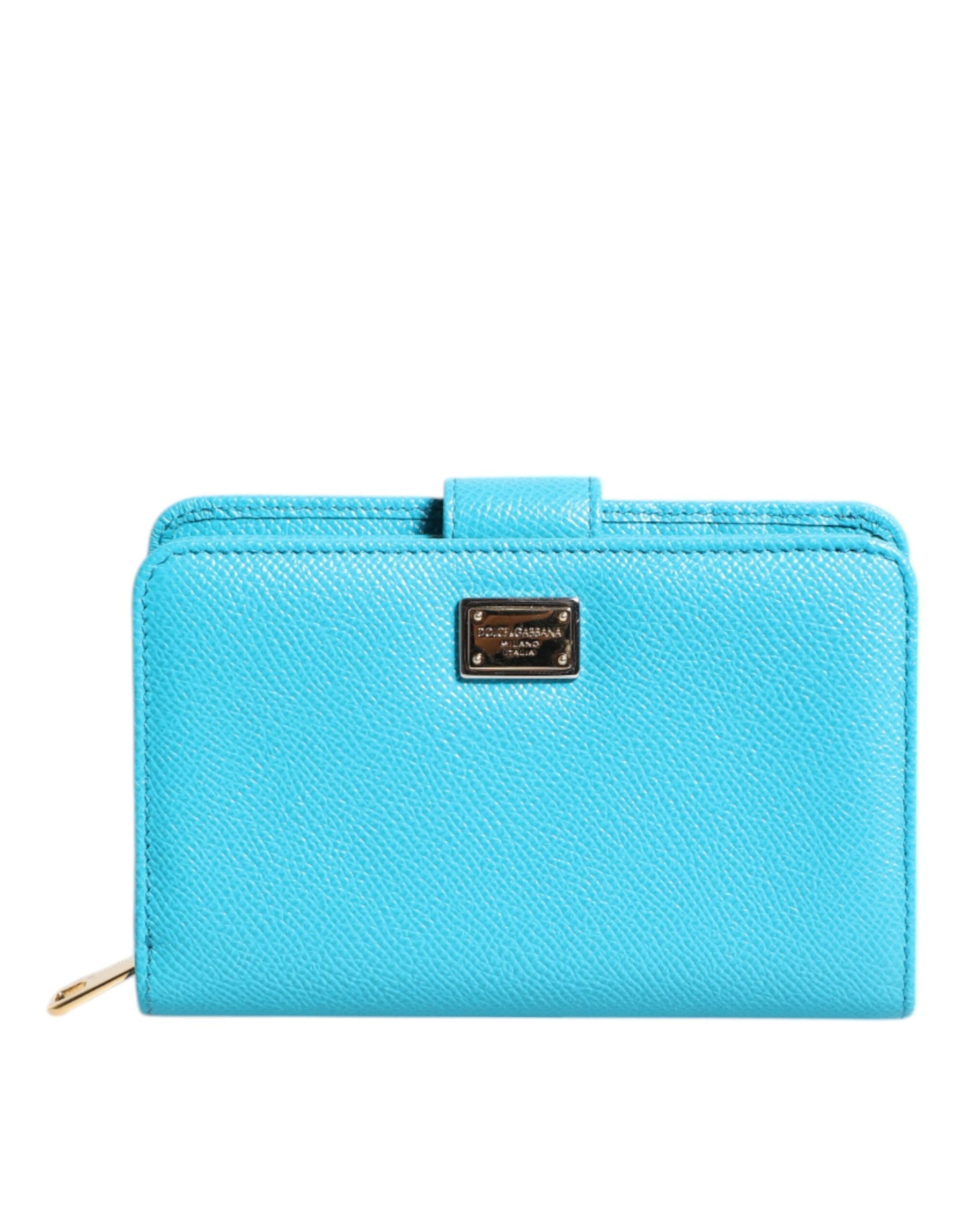 Dolce & Gabbana Light Blue Leather Bifold Continental Clutch Wallet | Regal Royce