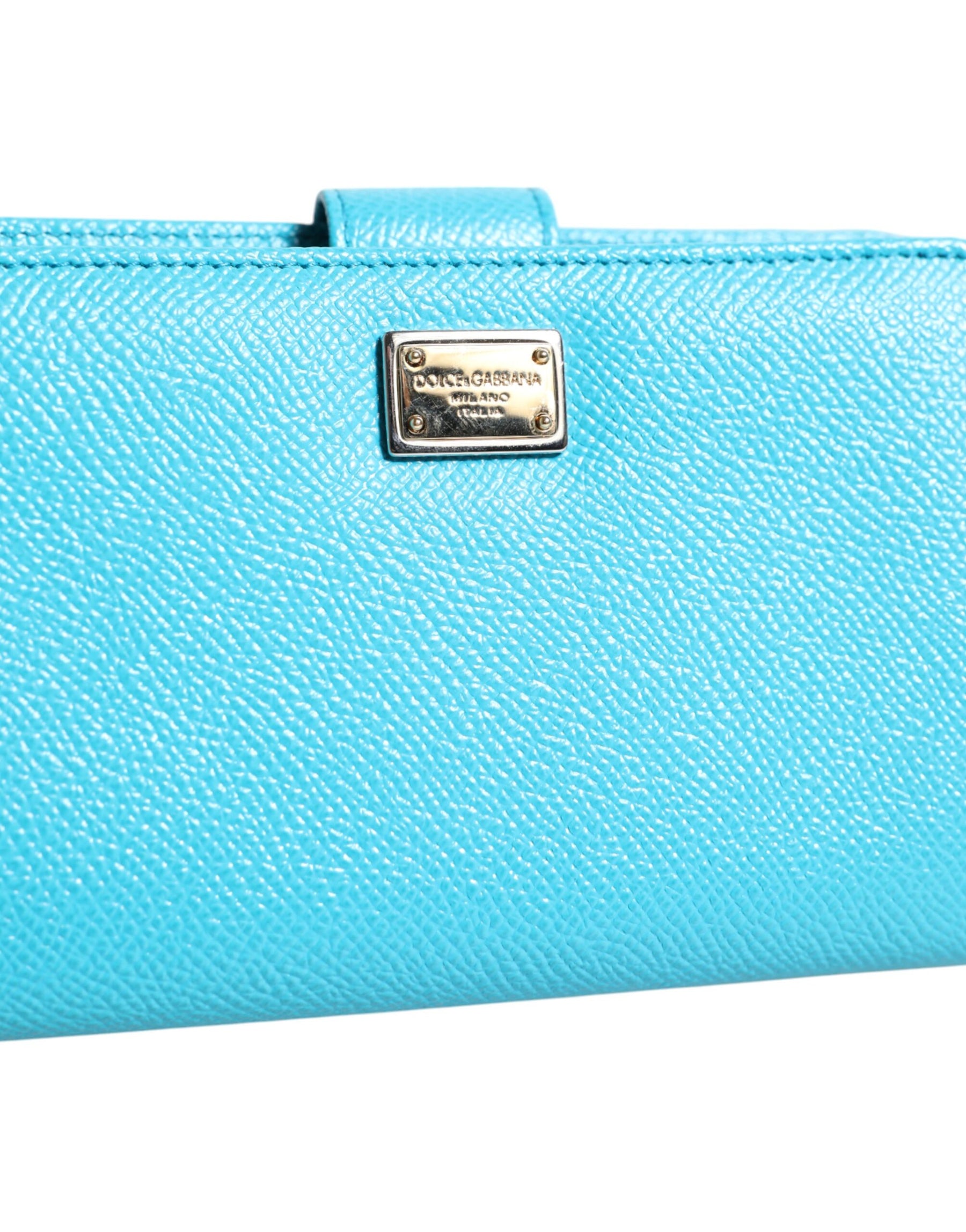 Dolce & Gabbana Light Blue Leather Bifold Continental Clutch Wallet | Regal Royce