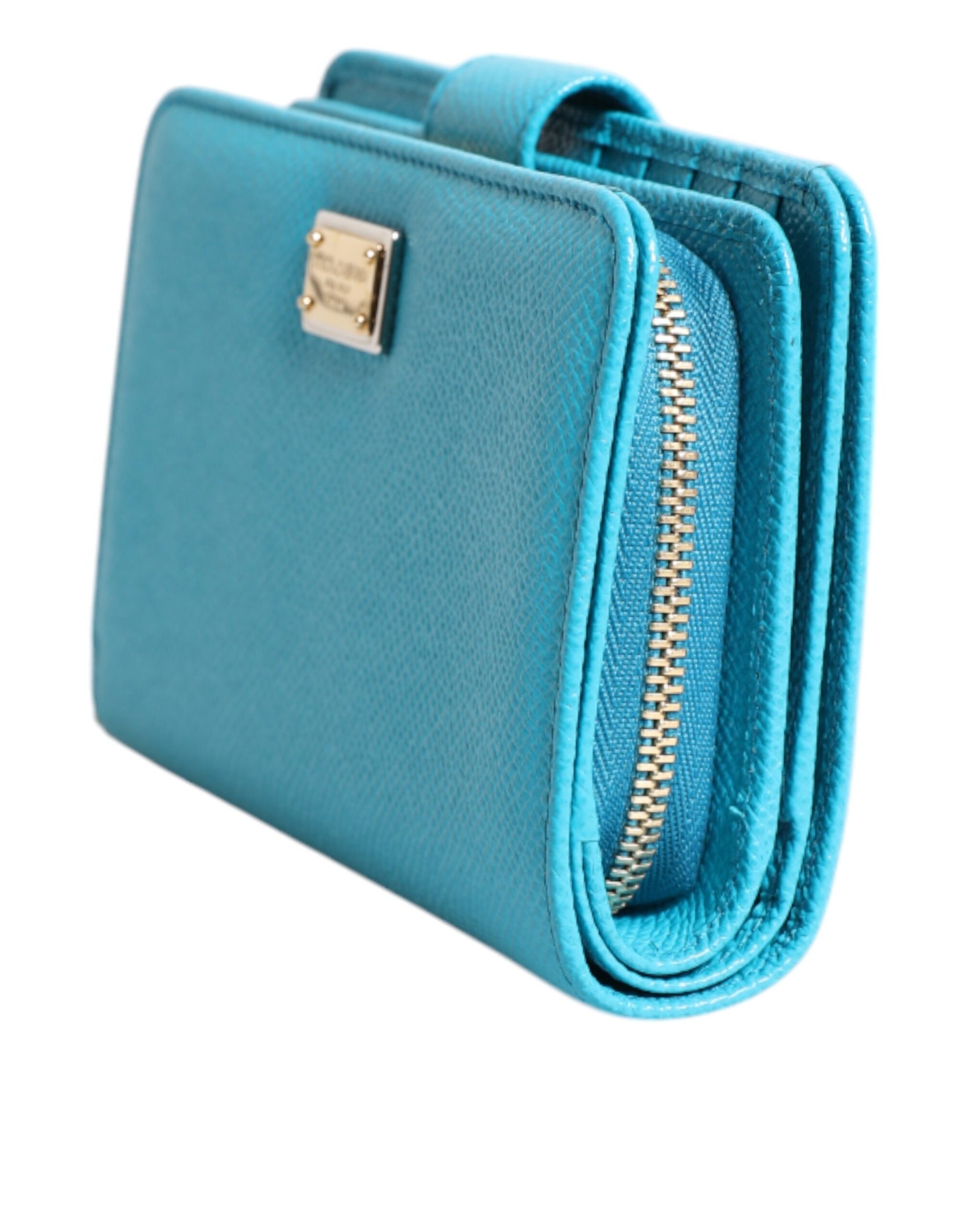 Dolce & Gabbana Light Blue Leather Bifold Continental Clutch Wallet | Regal Royce