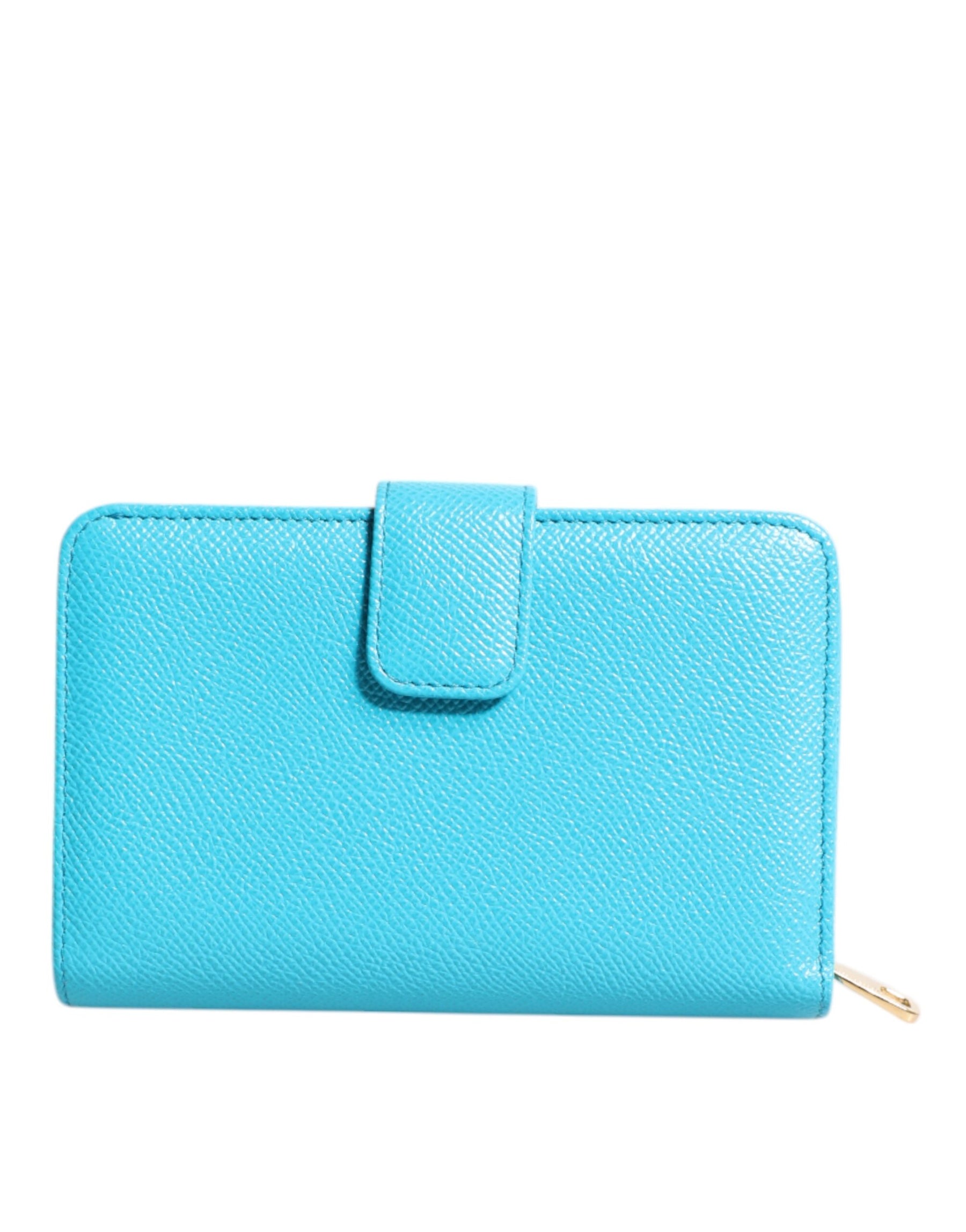 Dolce & Gabbana Light Blue Leather Bifold Continental Clutch Wallet | Regal Royce