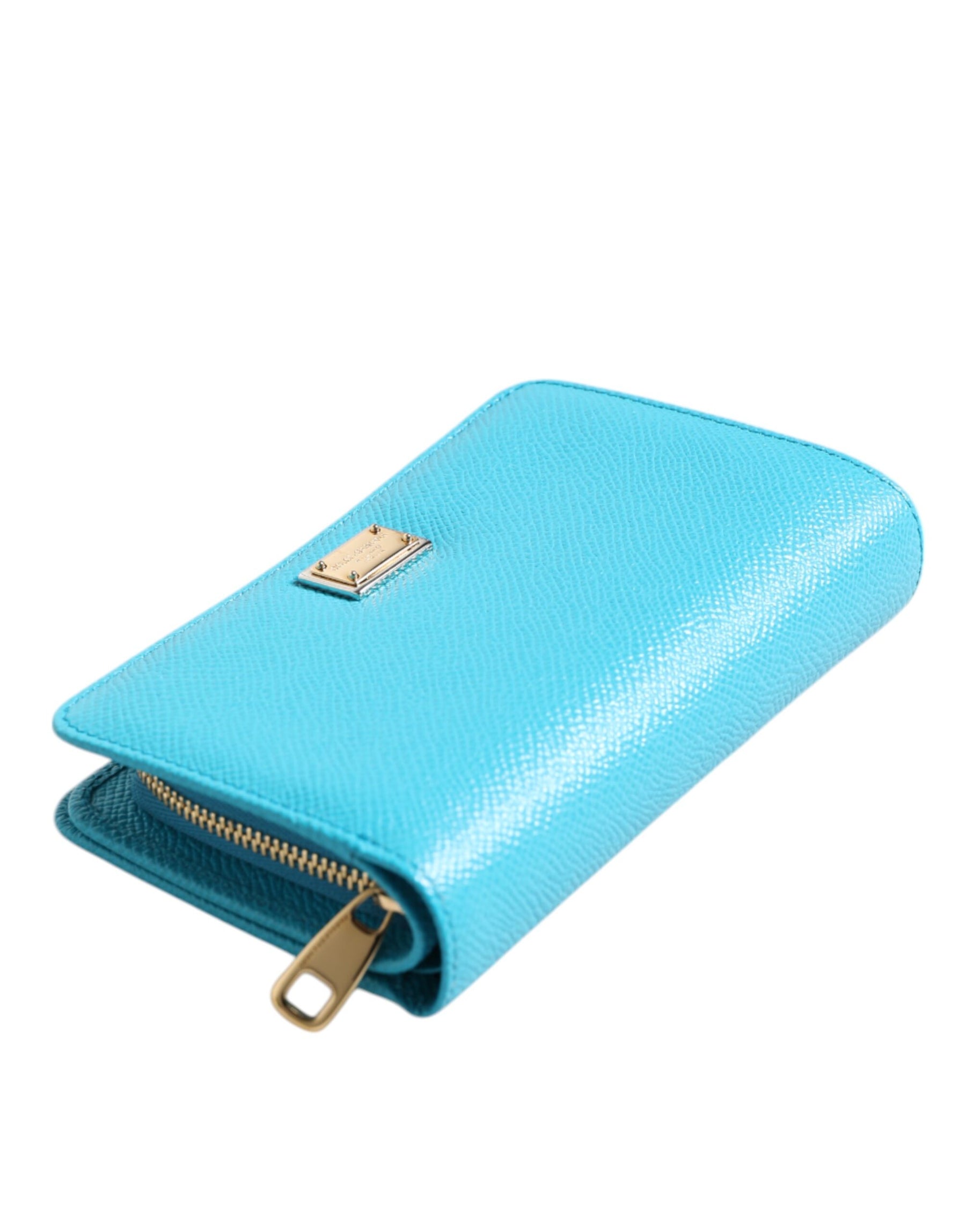 Dolce & Gabbana Light Blue Leather Bifold Continental Clutch Wallet | Regal Royce