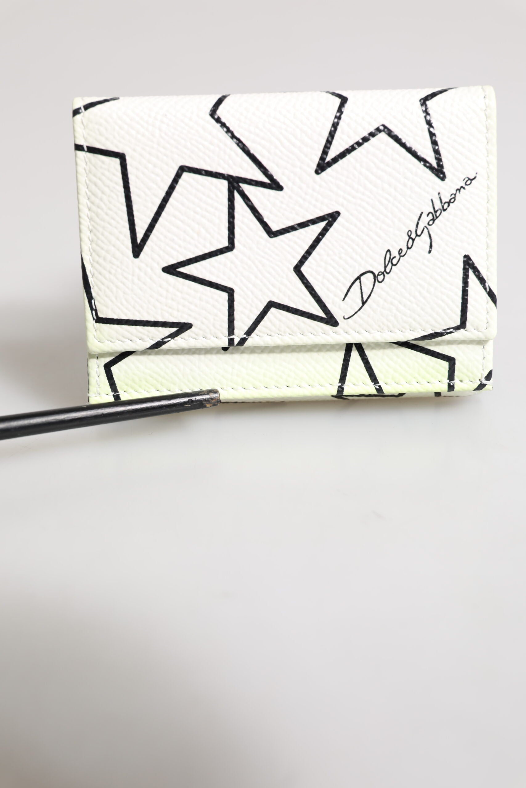 Dolce & Gabbana White Leather Trifold DG Star Print Card Holder Wallet | Regal Royce